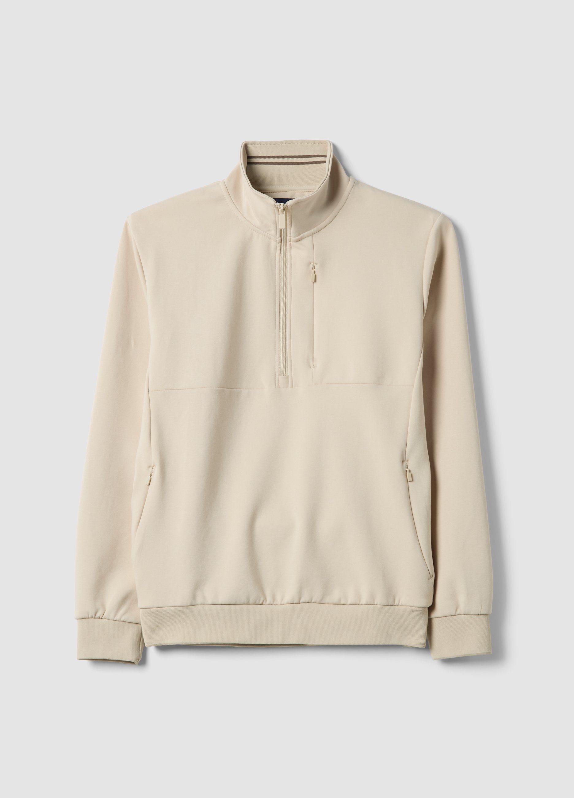 Piombo Tech, Sudadera Beige Regular Fit De Mezcla De Algodón Elástico Con Media Cremallera, Hombre, Beige Claro, Talla: XXL