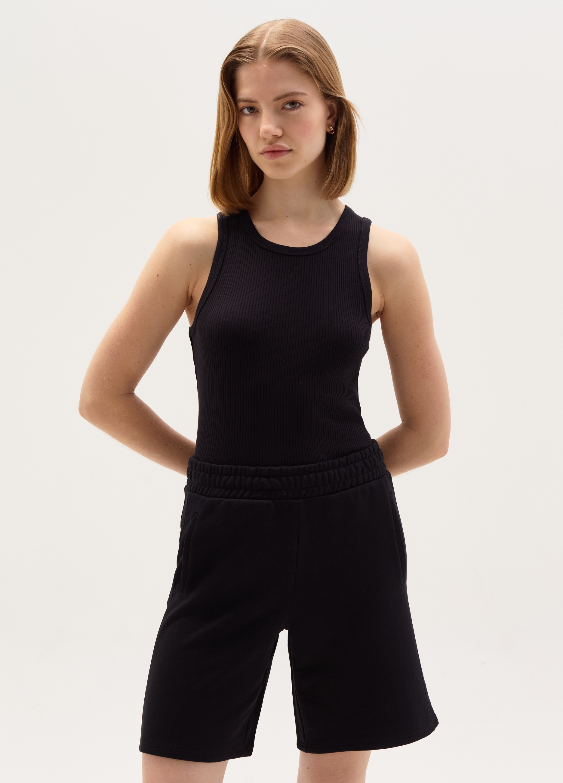 OVS , Bermuda Jogger Essential In Felpa, Donna, Nero, Taglia: XS