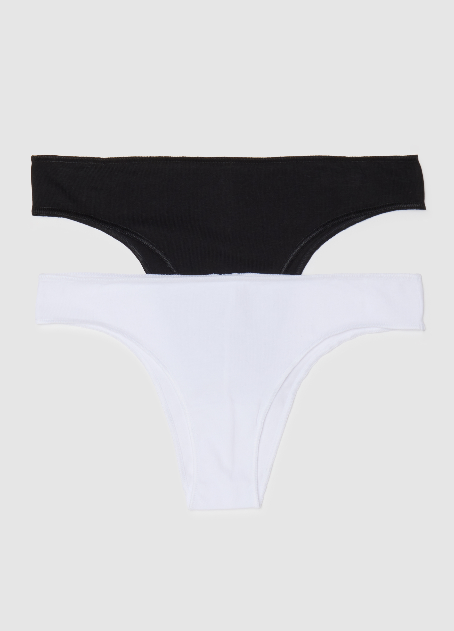 OVS, Bipack Di Slip Brasiliani In Cotone Elasticizzato Bianco E Nero, Donna, Nero, Taglia: 2
