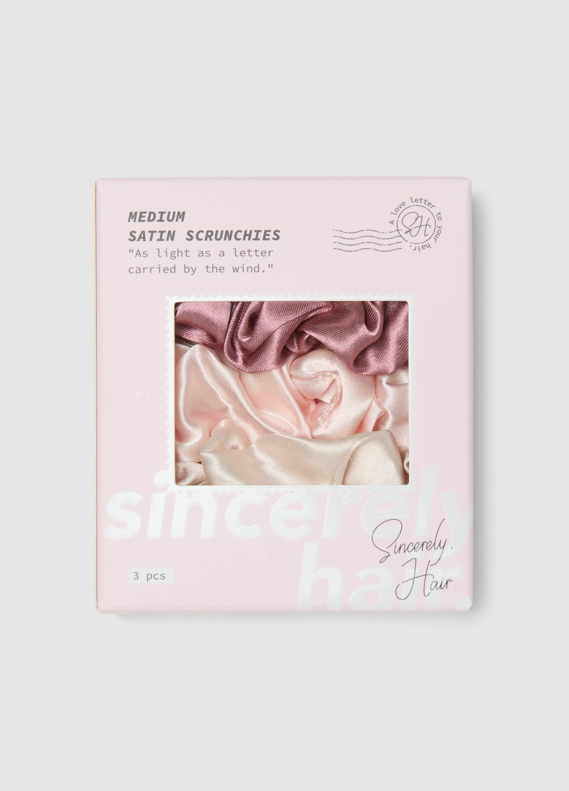 SINCERELY HAIR, Sincerely Hair Medium Satin Scrunchies 3 Pezzi Pink & Mauve, Unisex, Rosa, Taglia: FASUL