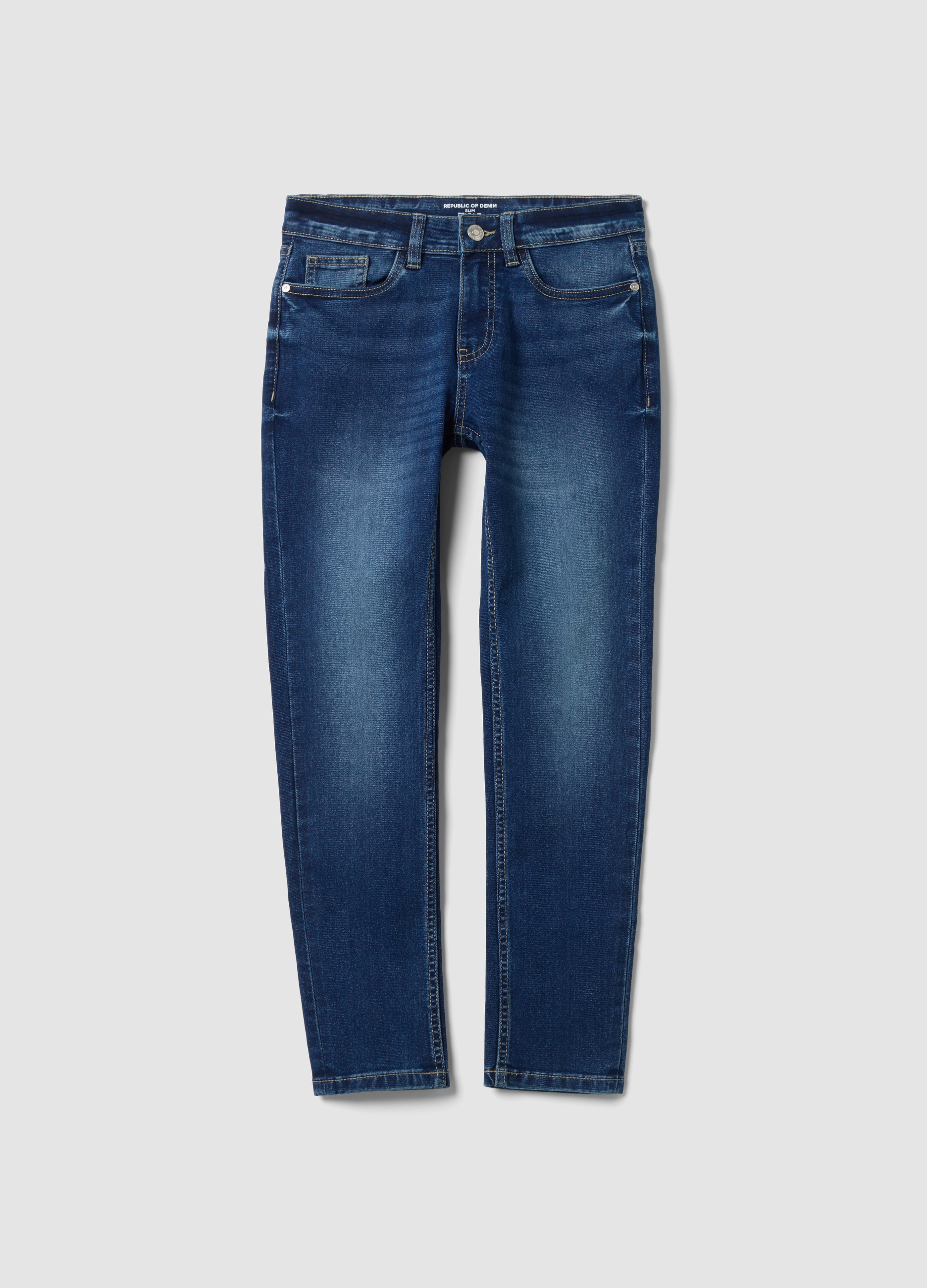 REPUBLIC OF DENIM, Jeans Blu In Cotone Elasticizzato Slim Fit Per Ragazzo, Bambino, Blu, Taglia: 10-11