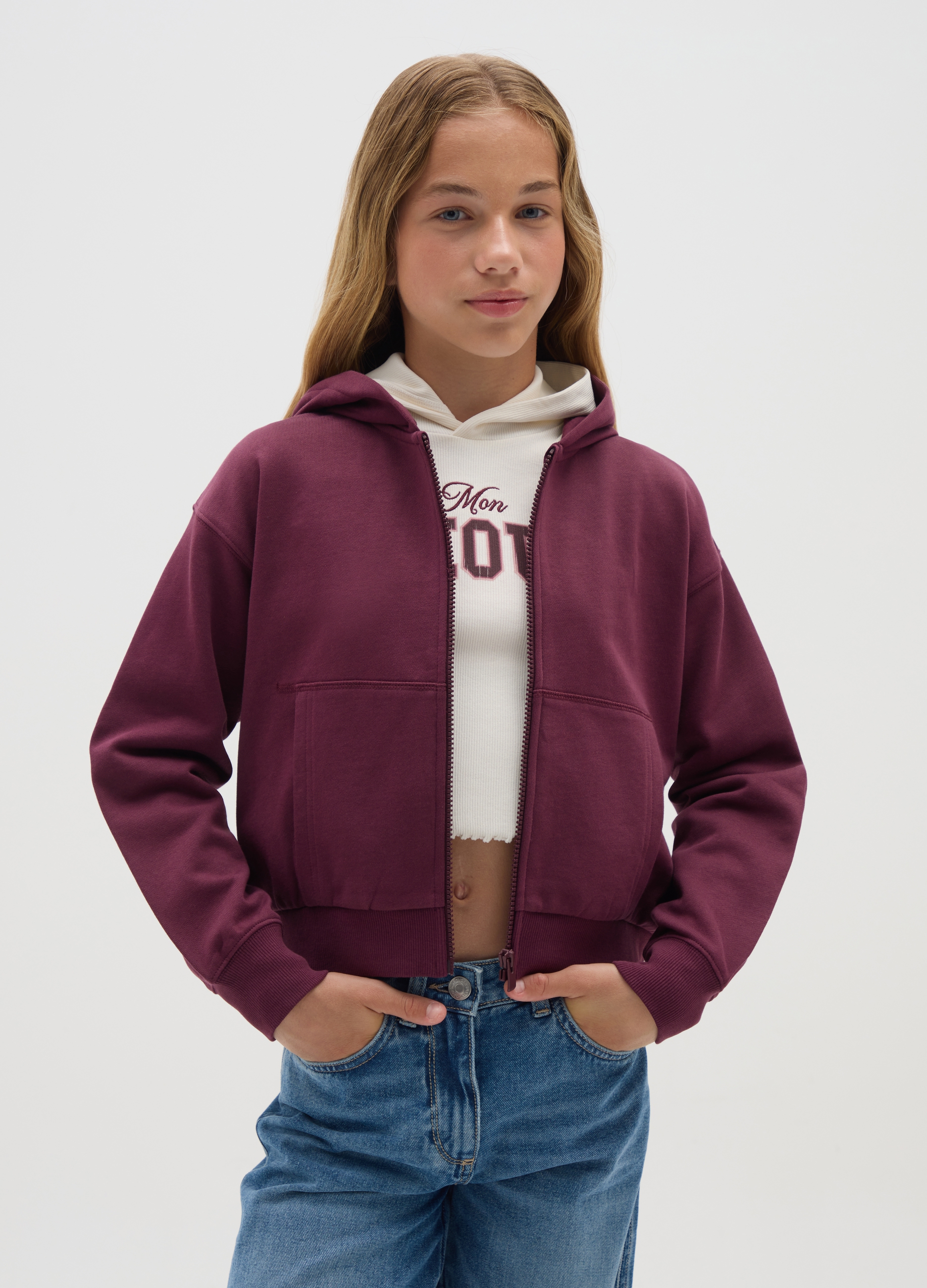 Sudadera Violeta De Algodón Puro Para Chica, Ajuste Regular, Niña, Morado oscuro, Talla: 10-11