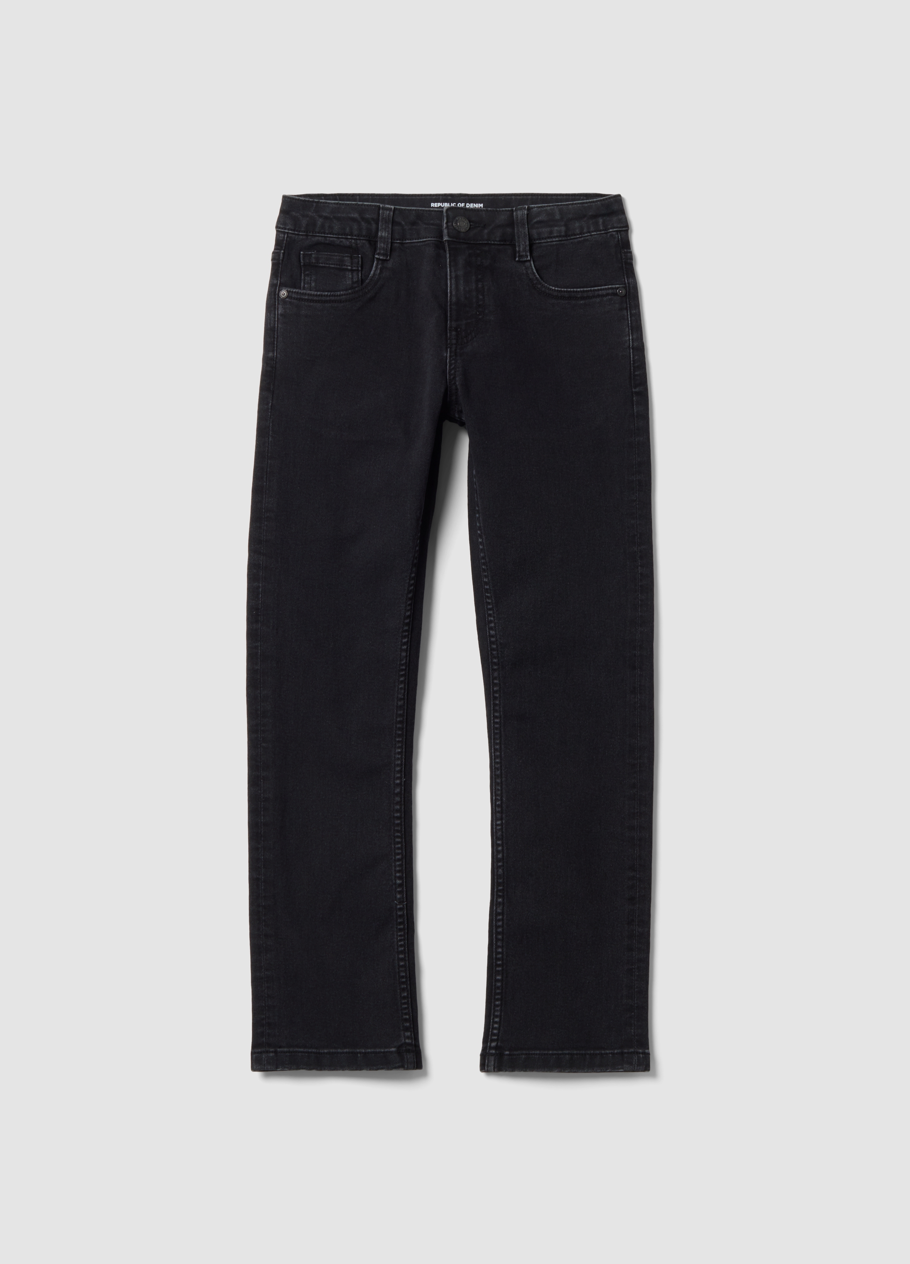 REPUBLIC OF DENIM, Jeans Denim Neri In Cotone Elasticizzato Regular Fit Per Ragazzo, Bambino, Nero, Taglia: 10-11