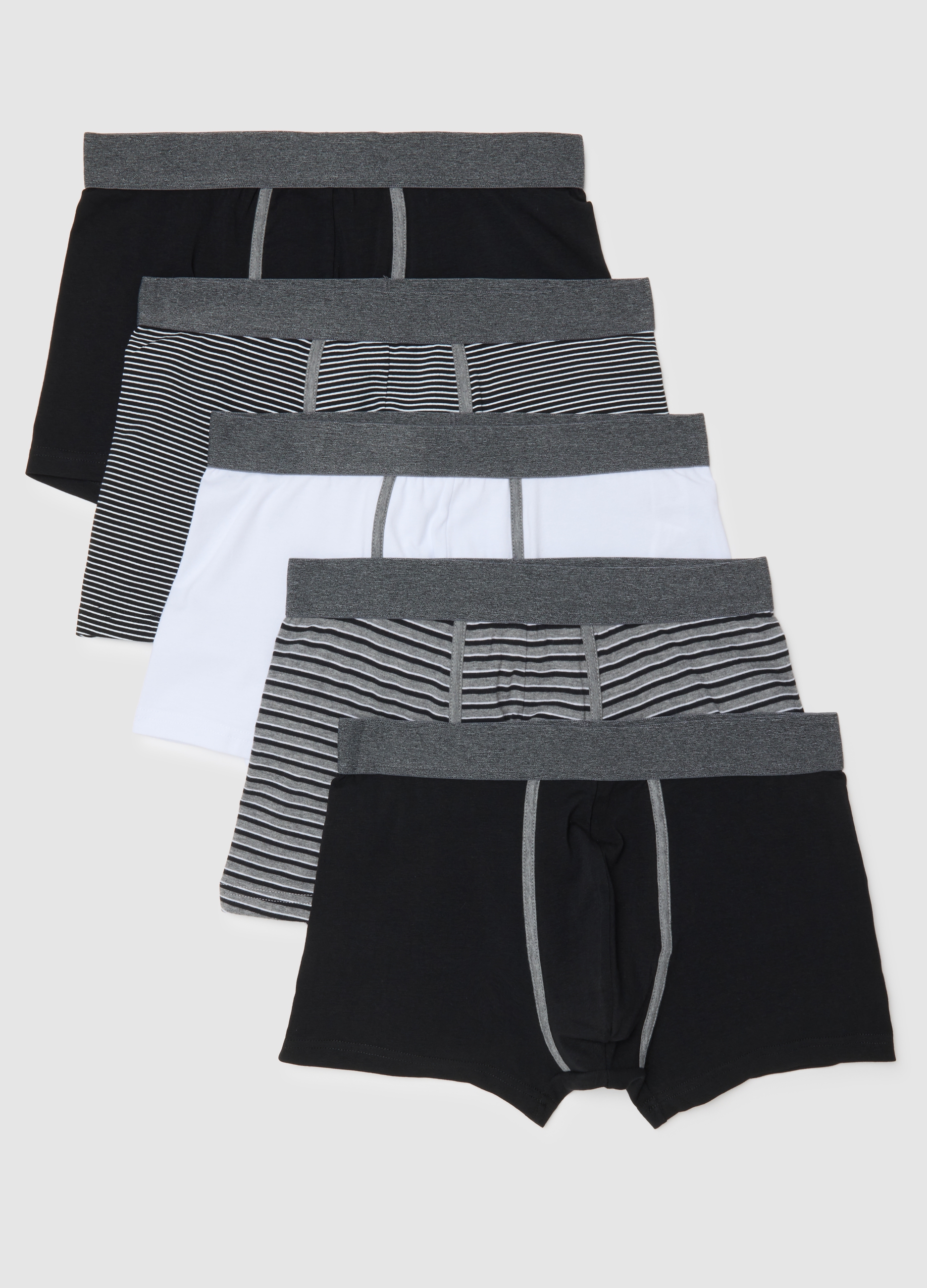 Multipack Boxer In Cotone Elasticizzato Multicolor Regular Fit, Hombre, Negro/Blanco/Gris, Talla: L