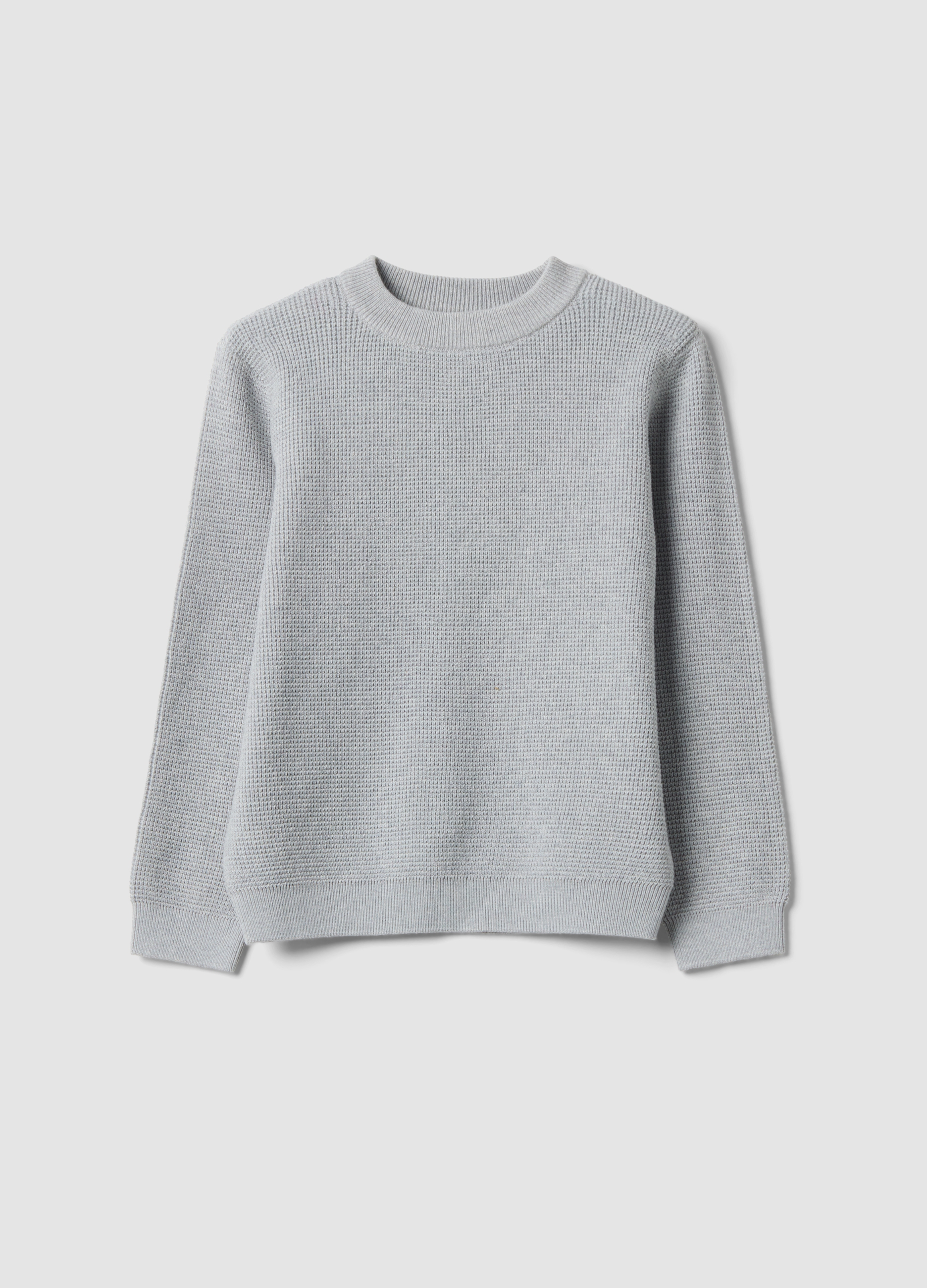 OVS KIDS, Maglia Grigia In Misto Cotone Girocollo Lavorata A Maglia, Bambino, Grigio, Taglia: 4-5