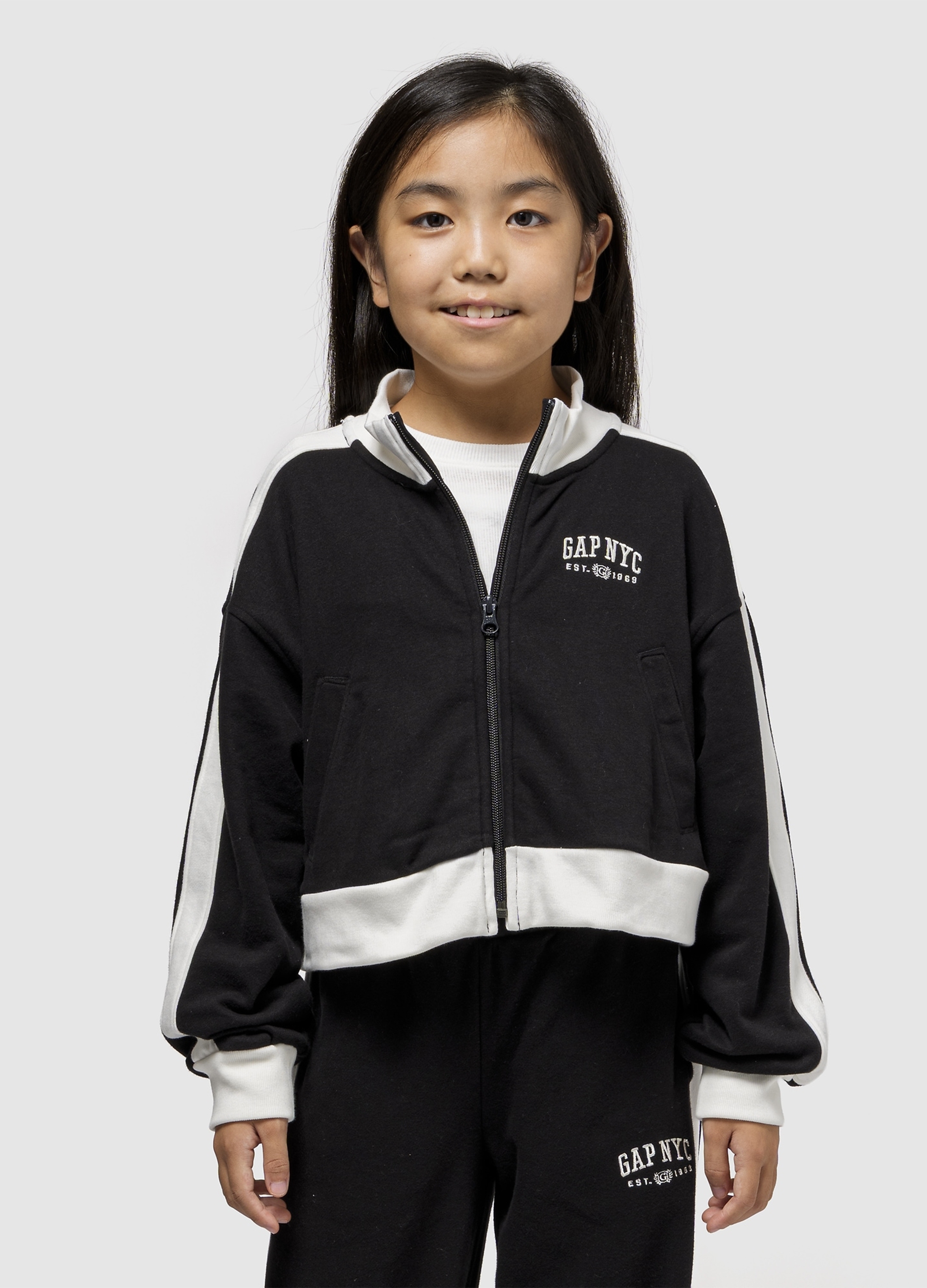 GAP KIDS, Felpa Con Logo Gap E Zip, Bambina, Nero, Taglia: L