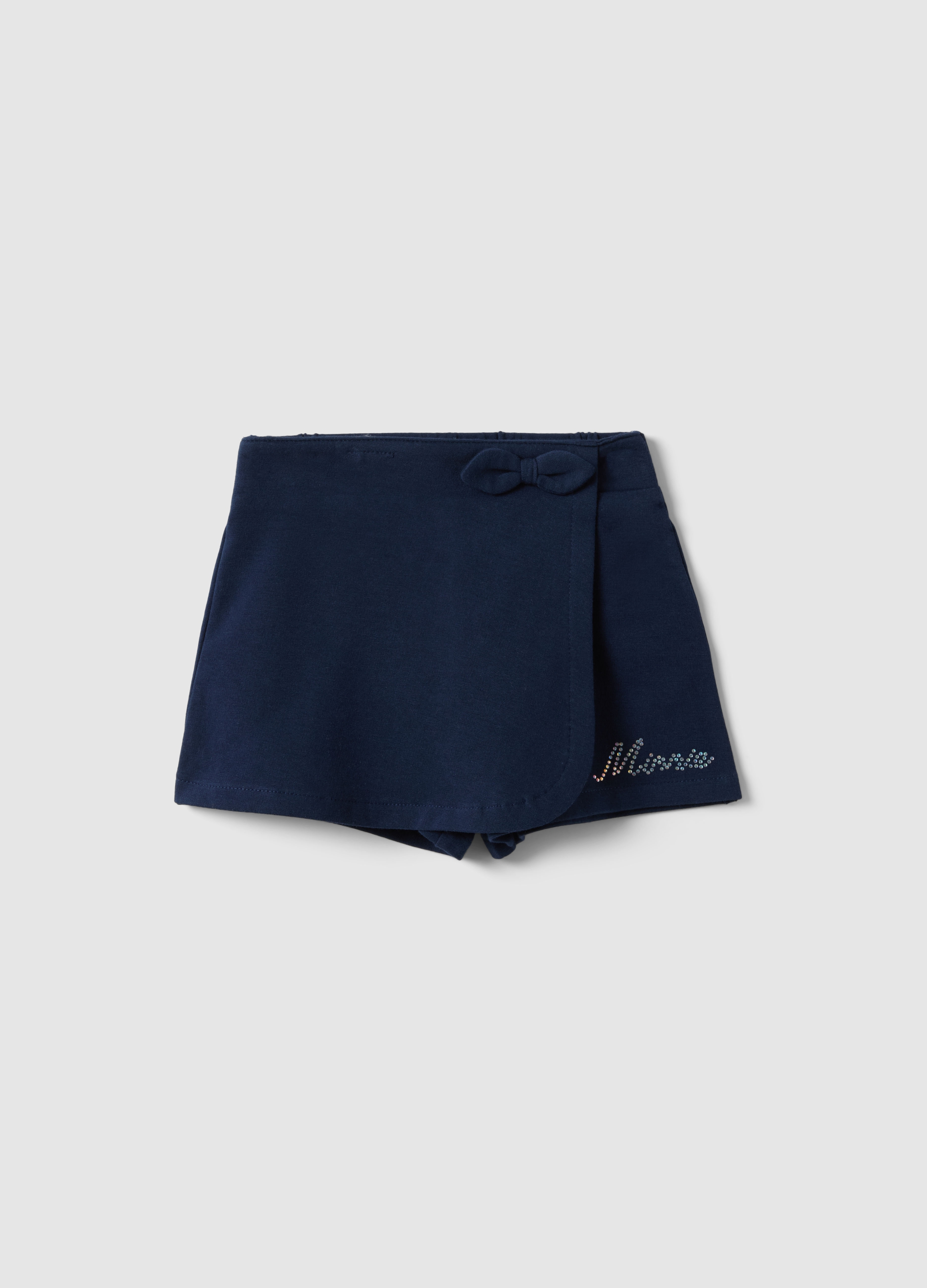 FAGOTTINO, Short Azul De Algodón Elástico Para Niña Regular Fit Con Lentejuelas, Niña, Azul oscuro, Talla: 9-12