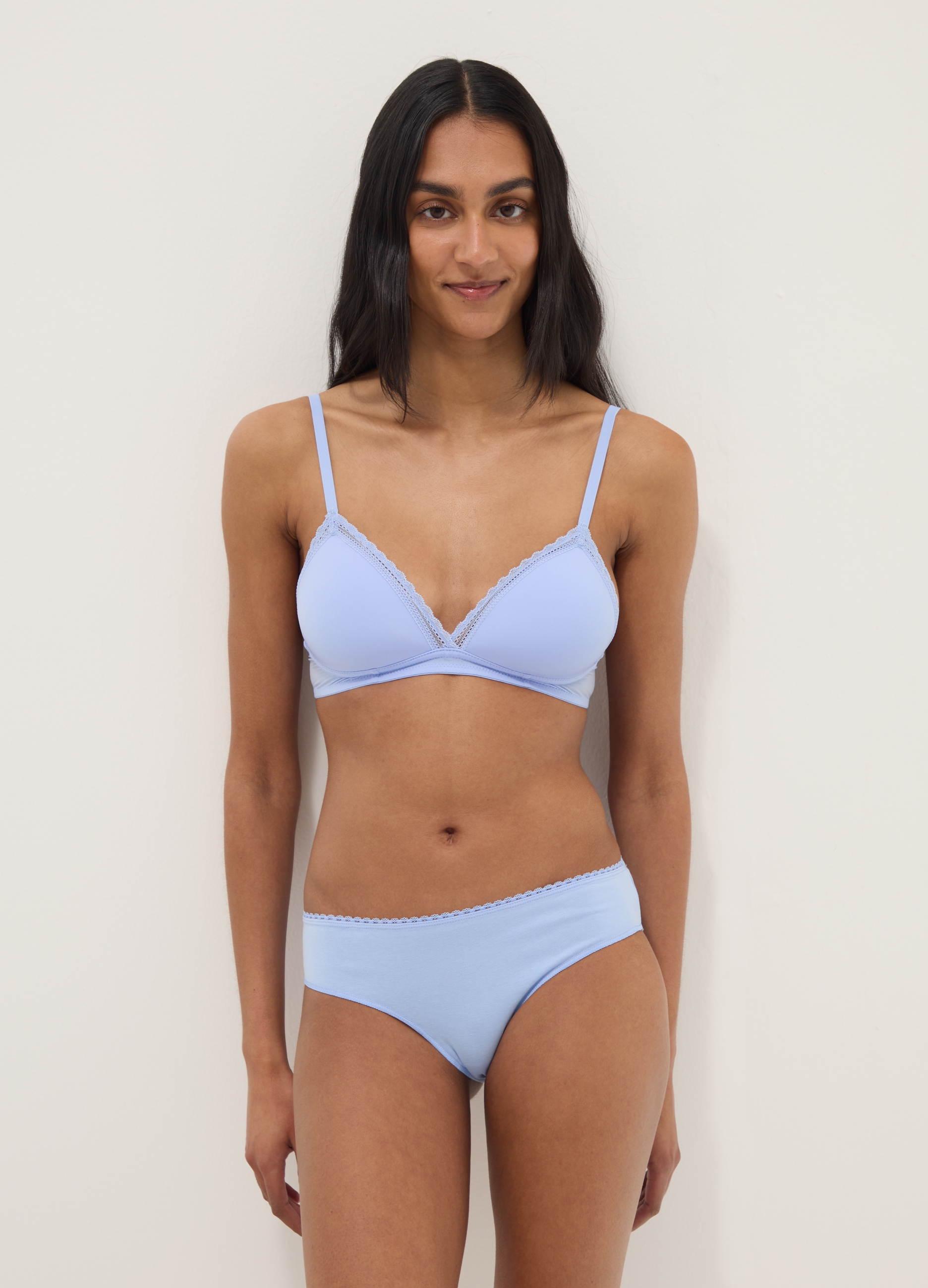 Pack De Bragas Multicolor De Algodón Orgánico Elástico, Mujer, Blanco/azul claro, Talla: 2