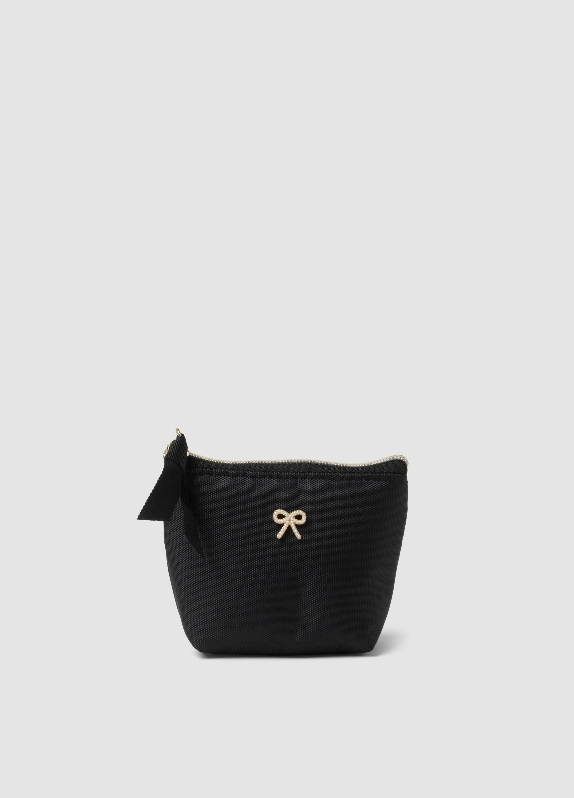 OVS, Pochette Nera Con Chiusura Zip E Fiocco, Donna, Nero, Taglia: ONE SIZE