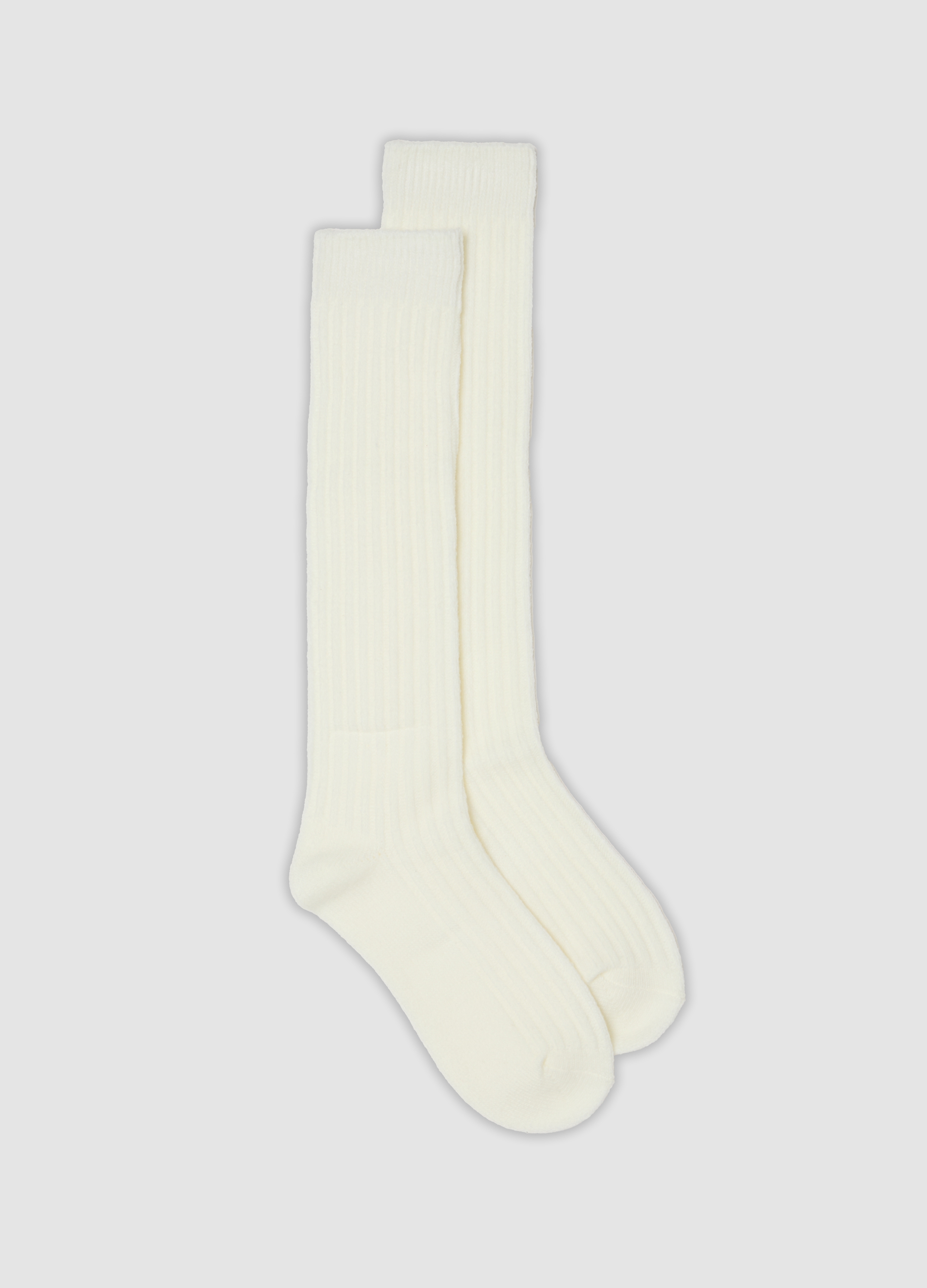 OVS, Calze Bianche A Coste In Tessuto Elasticizzato, Donna, Bianco, Taglia: ONE SIZE