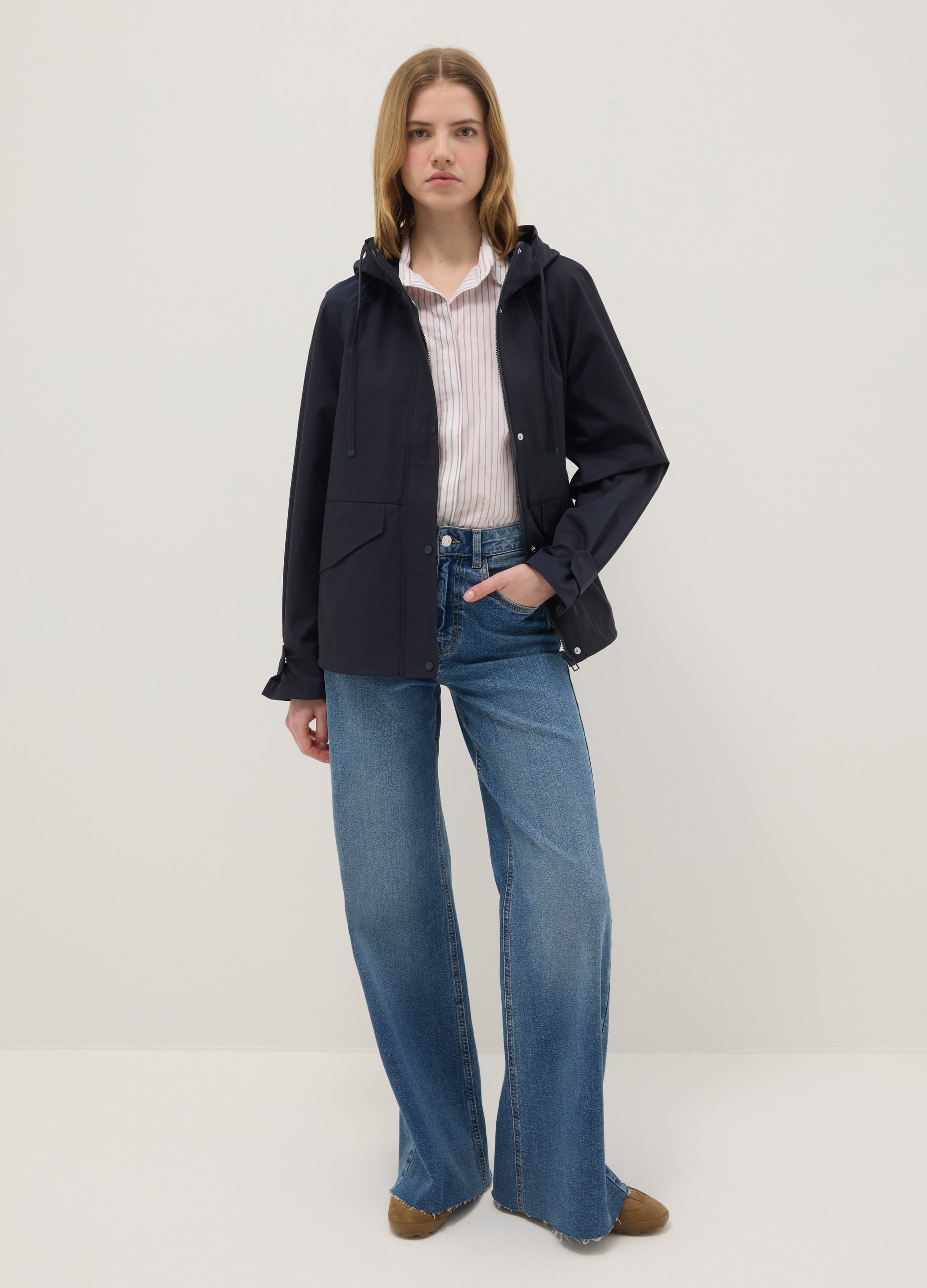 Chaqueta Negra Regular Fit De Mezcla De Algodón Con Cremallera Y Capucha, Mujer, Gunmetal, Talla: XS