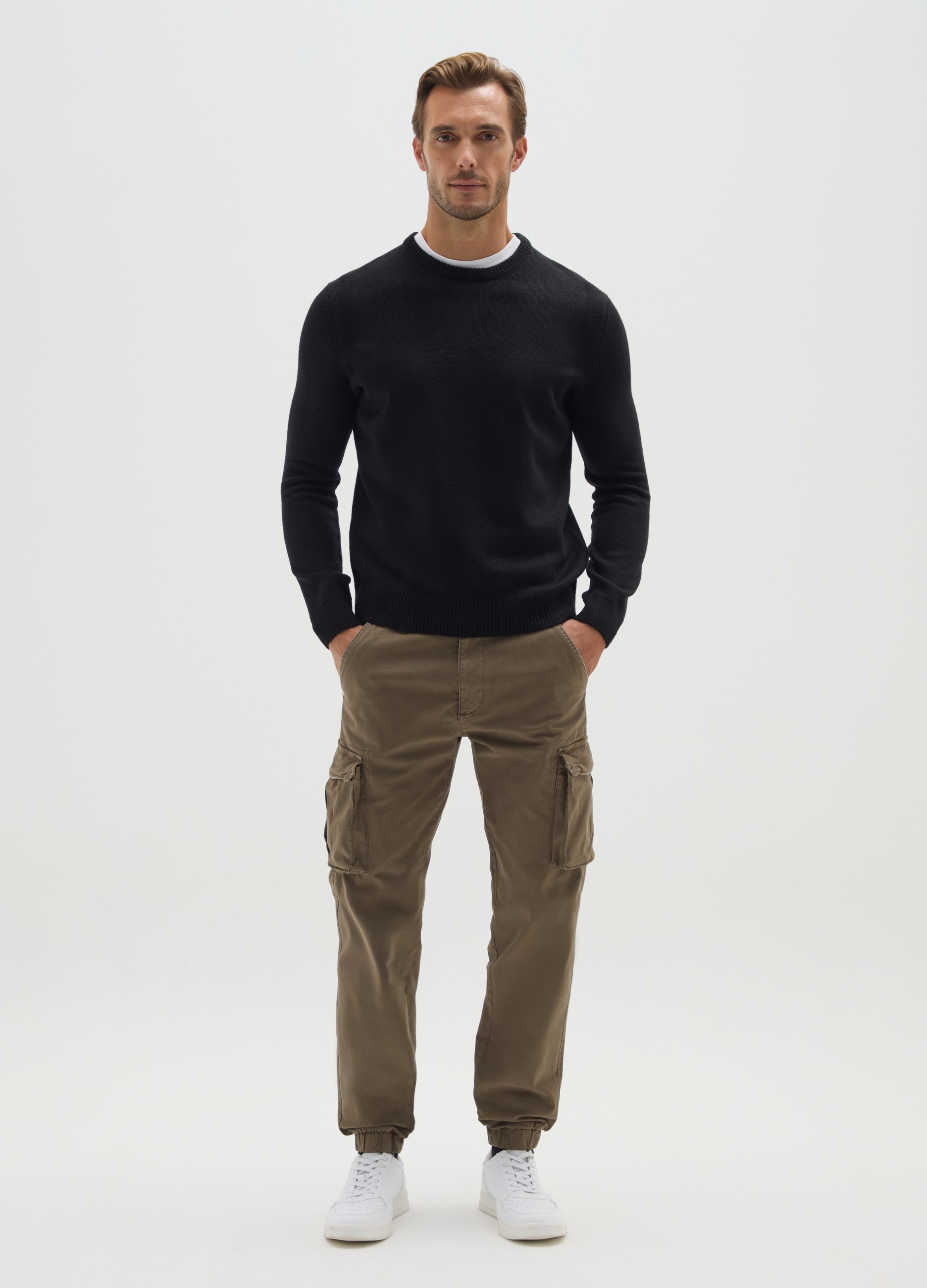 OVS, Pantalones Slim Fit De Algodón Elástico Marrón, Hombre, Marrón oscuro, Talla: 44