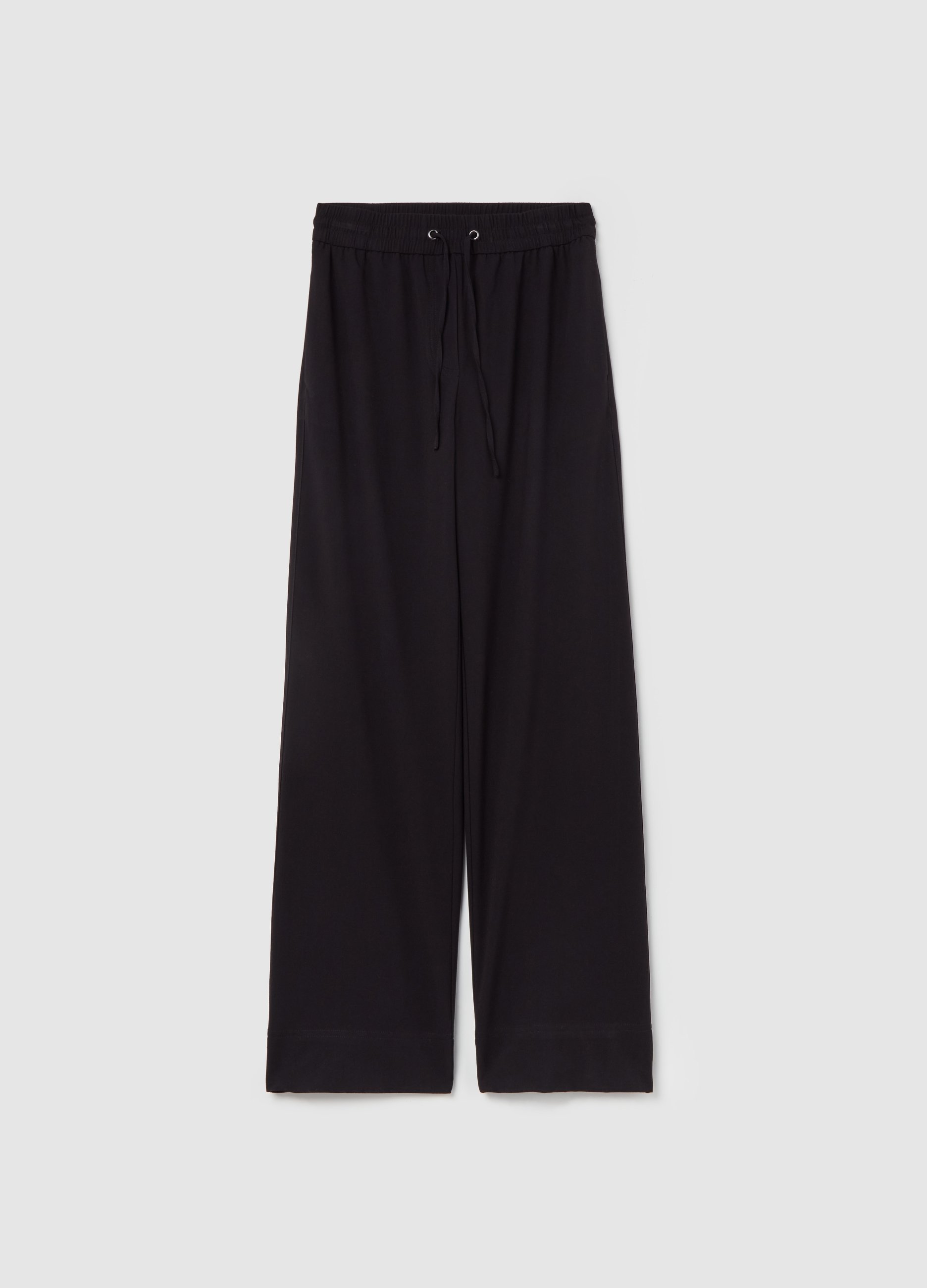 Pantalón Relaxed Fit Con Cordón, Mujer, Negro, Talla: 42