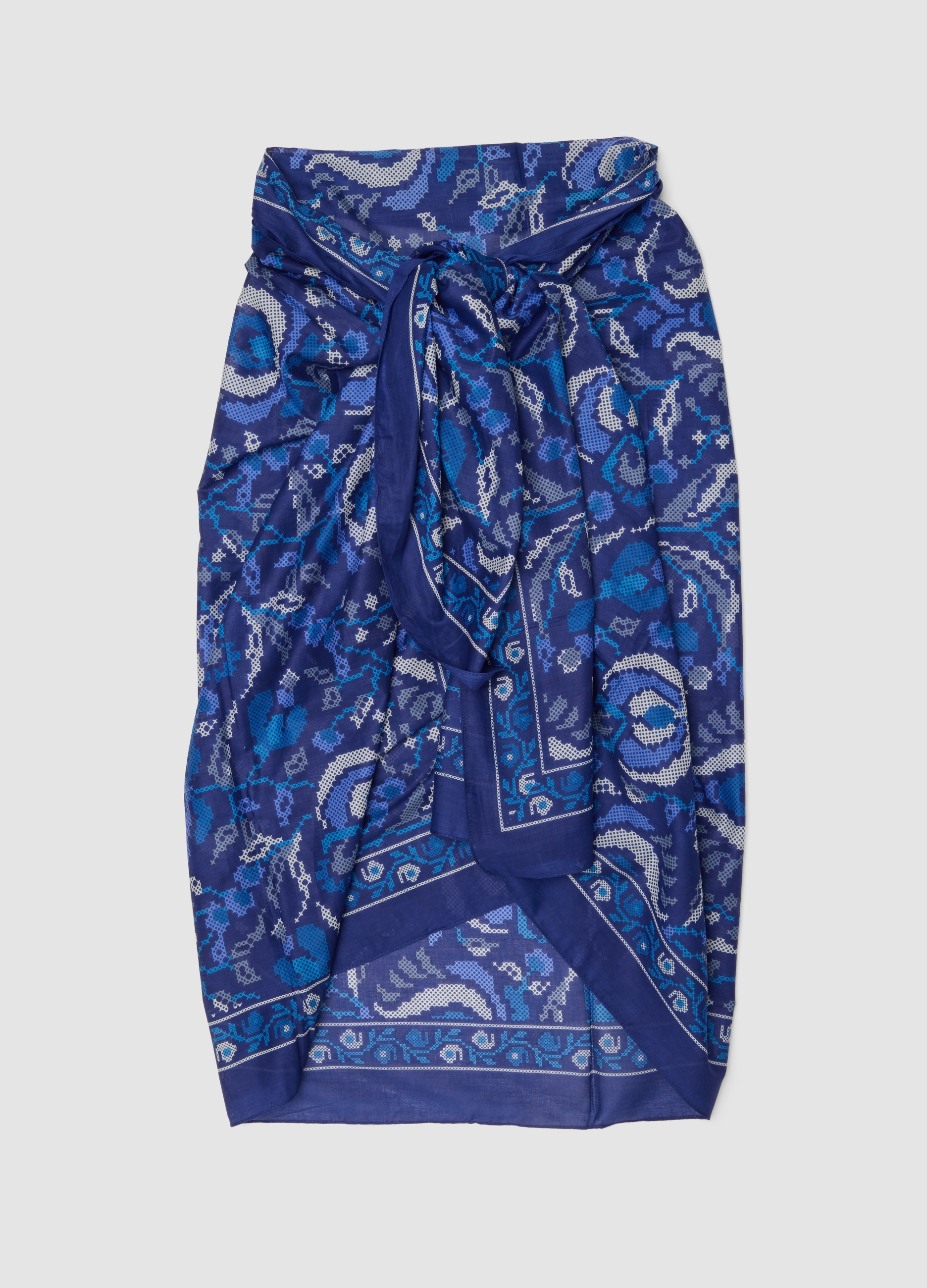 Piombo, Blaues Pareo Aus Reiner Baumwolle Mit Print, Frau, Blu, Größe, Fasul
