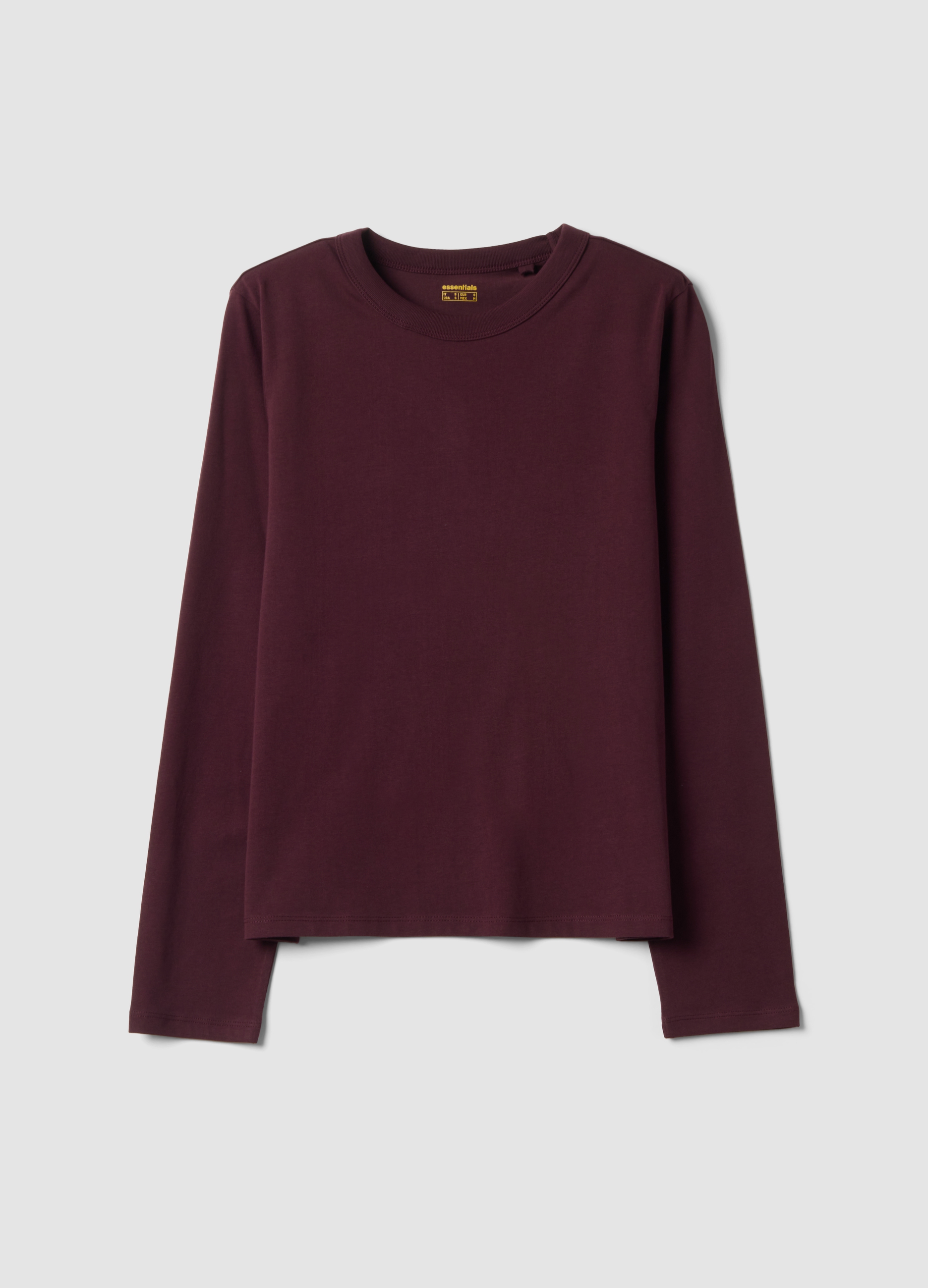 OVS, T-shirt Viola In Jersey Di Puro Cotone A Maniche Lunghe Regular Fit, Donna, Viola, Taglia: L