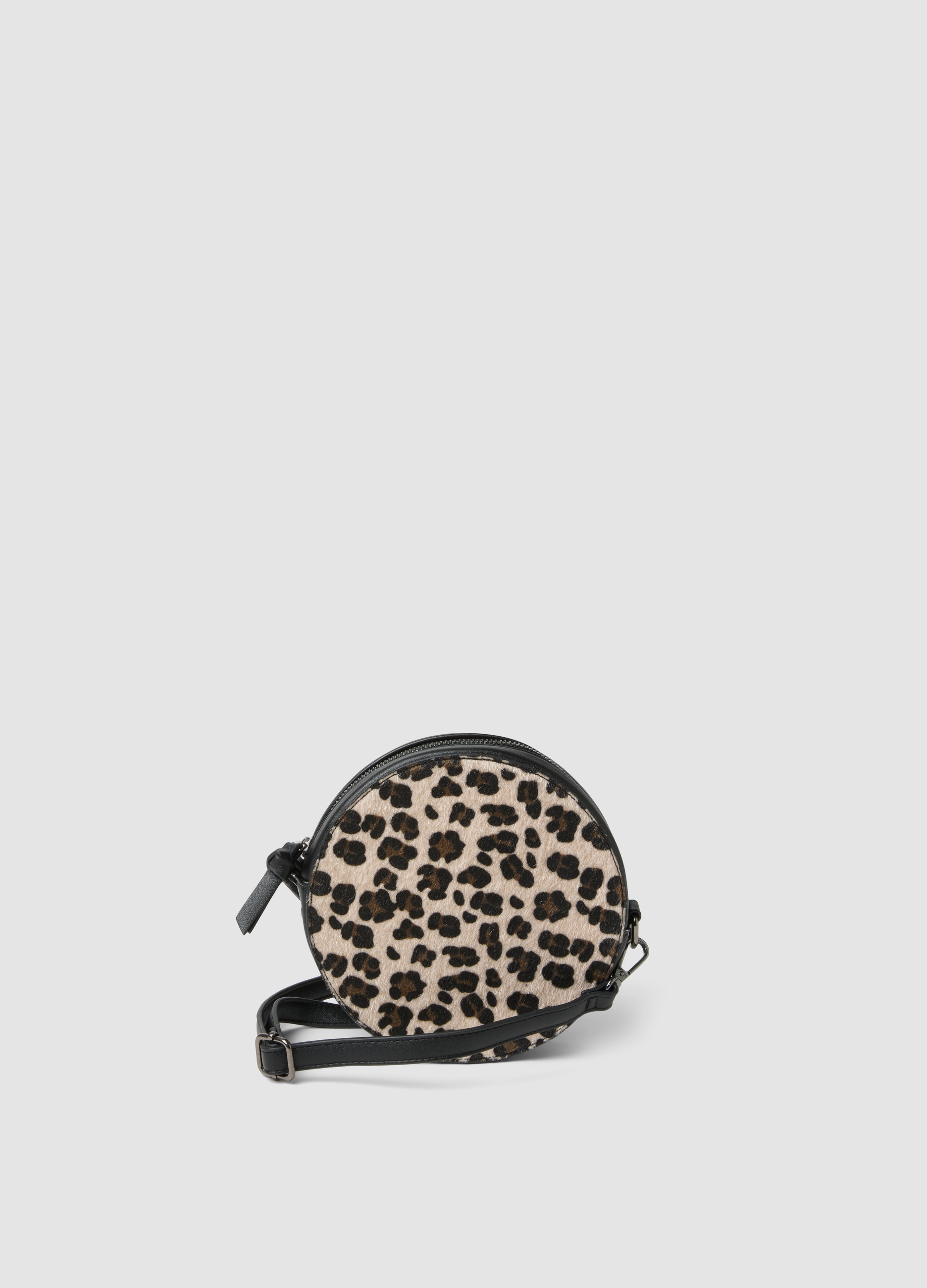 PIOMBO KIDS, Borsa Rotonda Beige Con Stampa Animalier, Bambina, Beige, Taglia: ONE SIZE