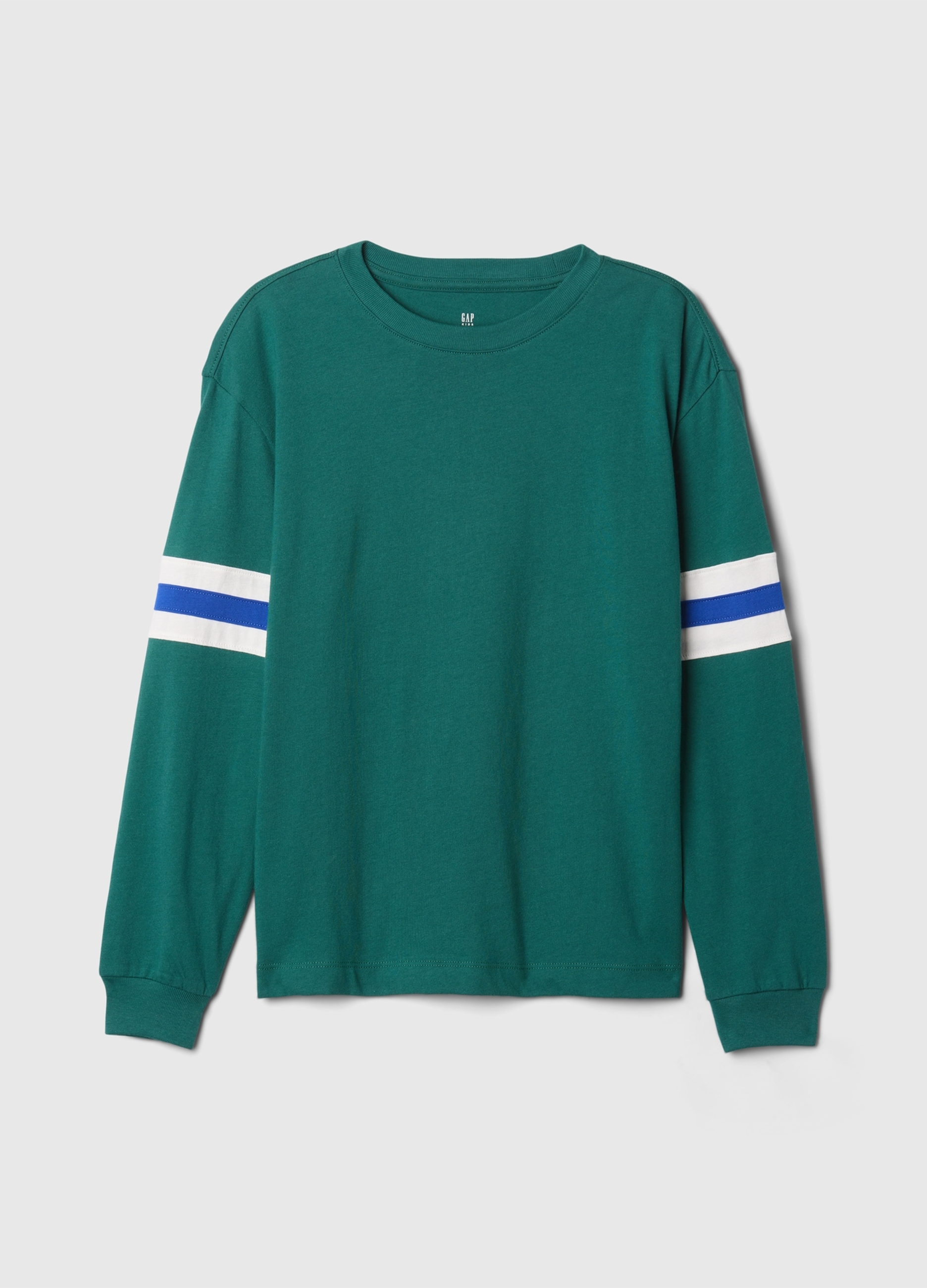 GAP KIDS, T-shirt A Maniche Lunghe Con Inserto A Righe, Bambino, Verde, Taglia: S/114-130