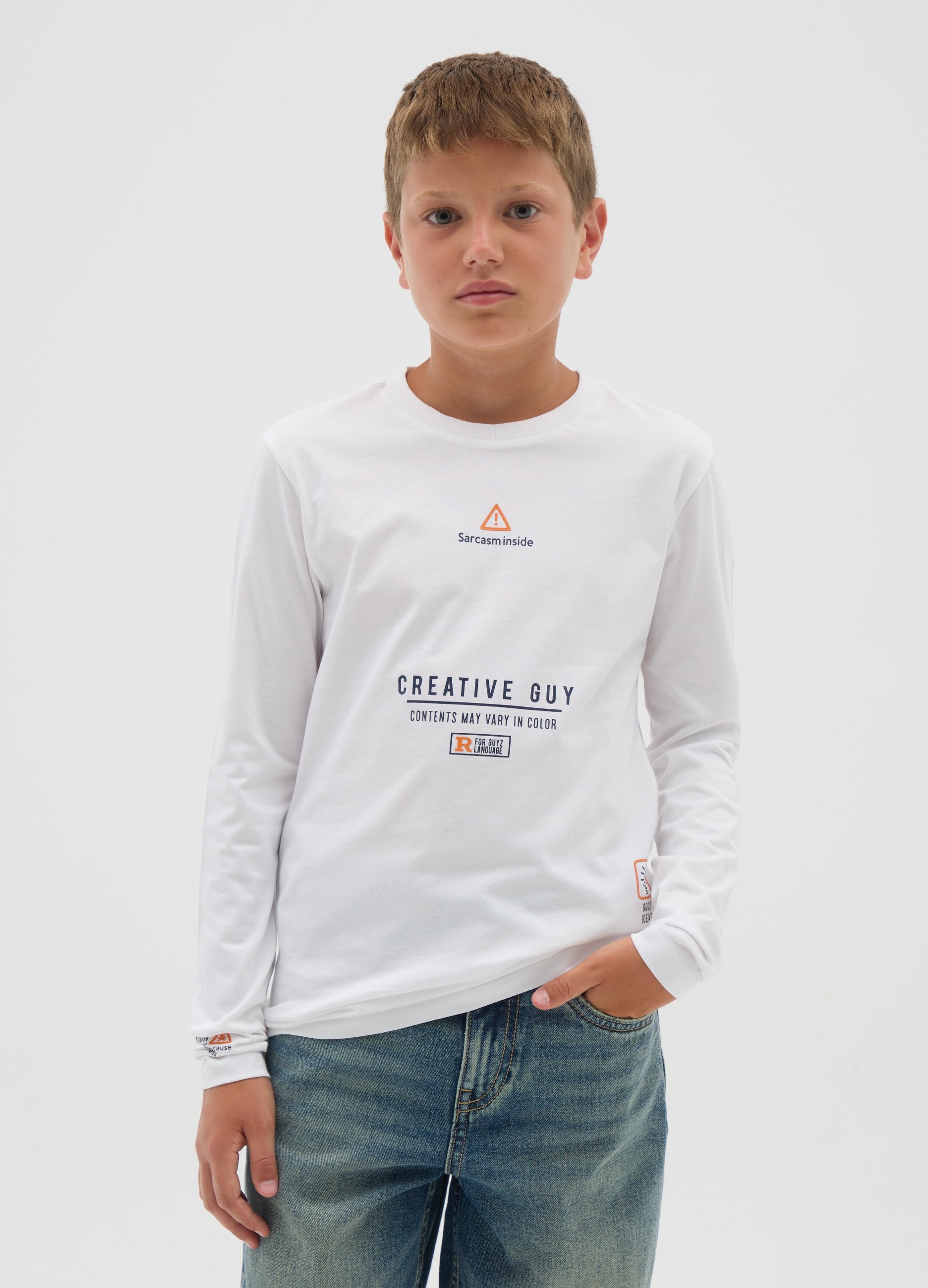 OVS, Jungen T-shirt Aus Weißer Reiner Baumwolle Im Regular Fit, Junge, Reinweiß, Größe: 10-11