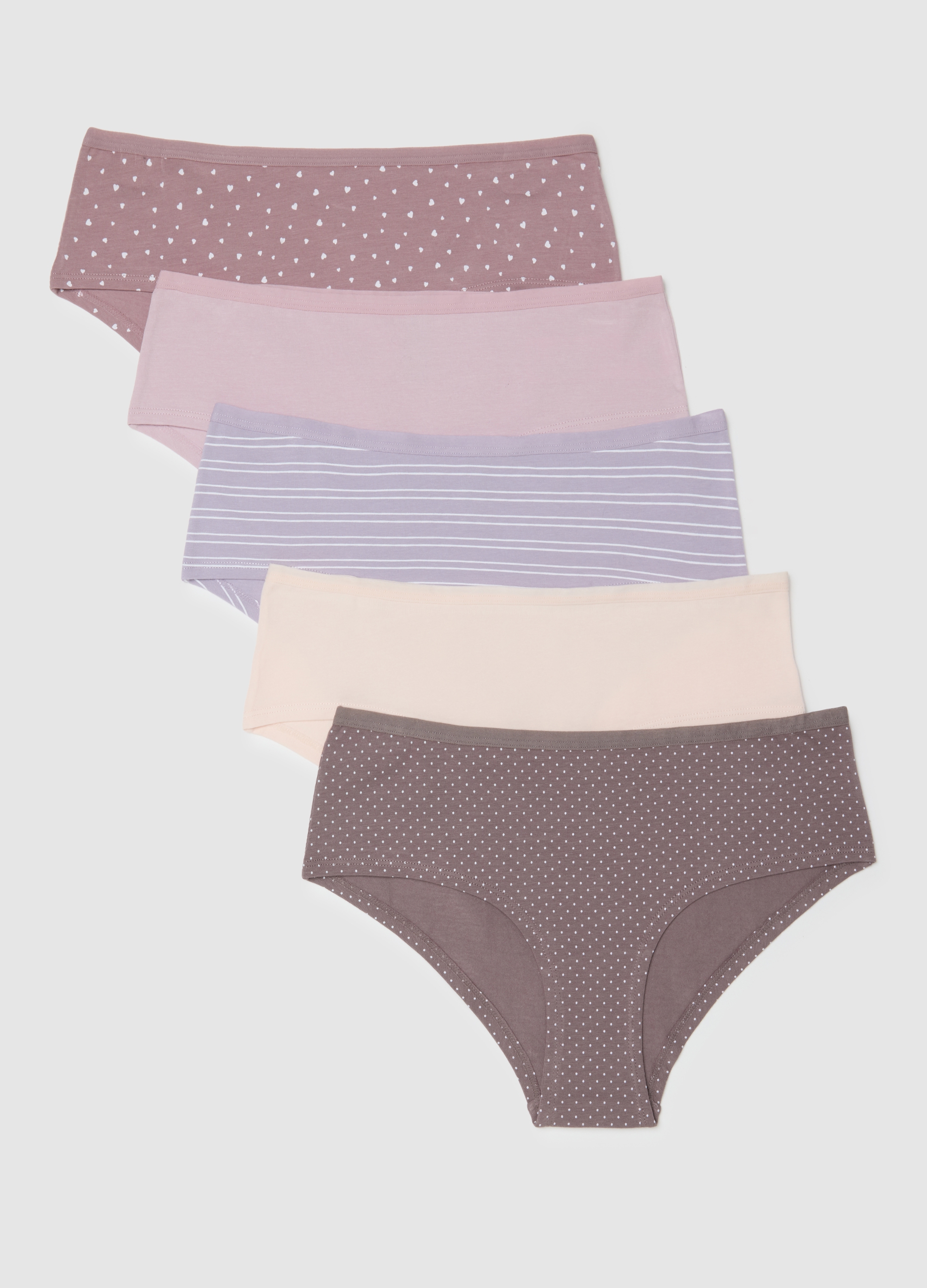 Multipaquete De Slips De Algodón Elástico Multicolor Ajuste Regular, Mujer, Beige/Rosa, Talla: 5