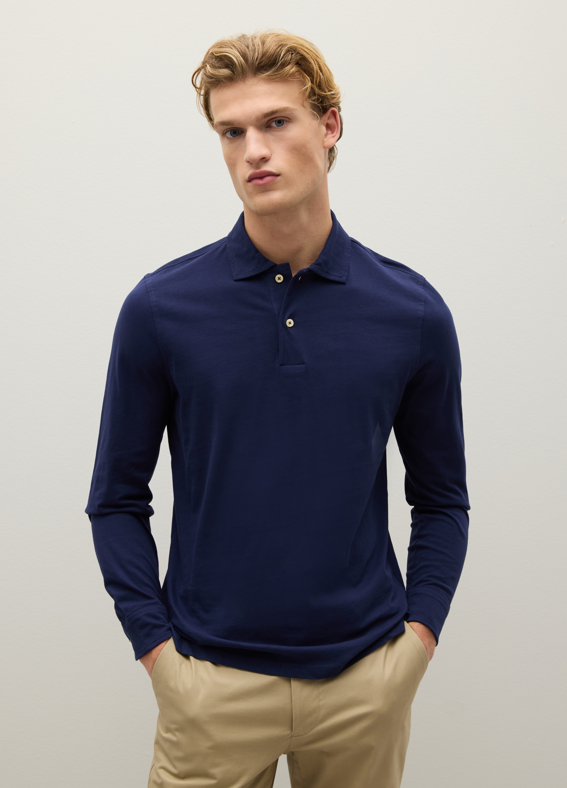 Piombo Contemporary, Polo In Puro Cotone Blu Regular Fit, Uomo, Blu, Taglia: M