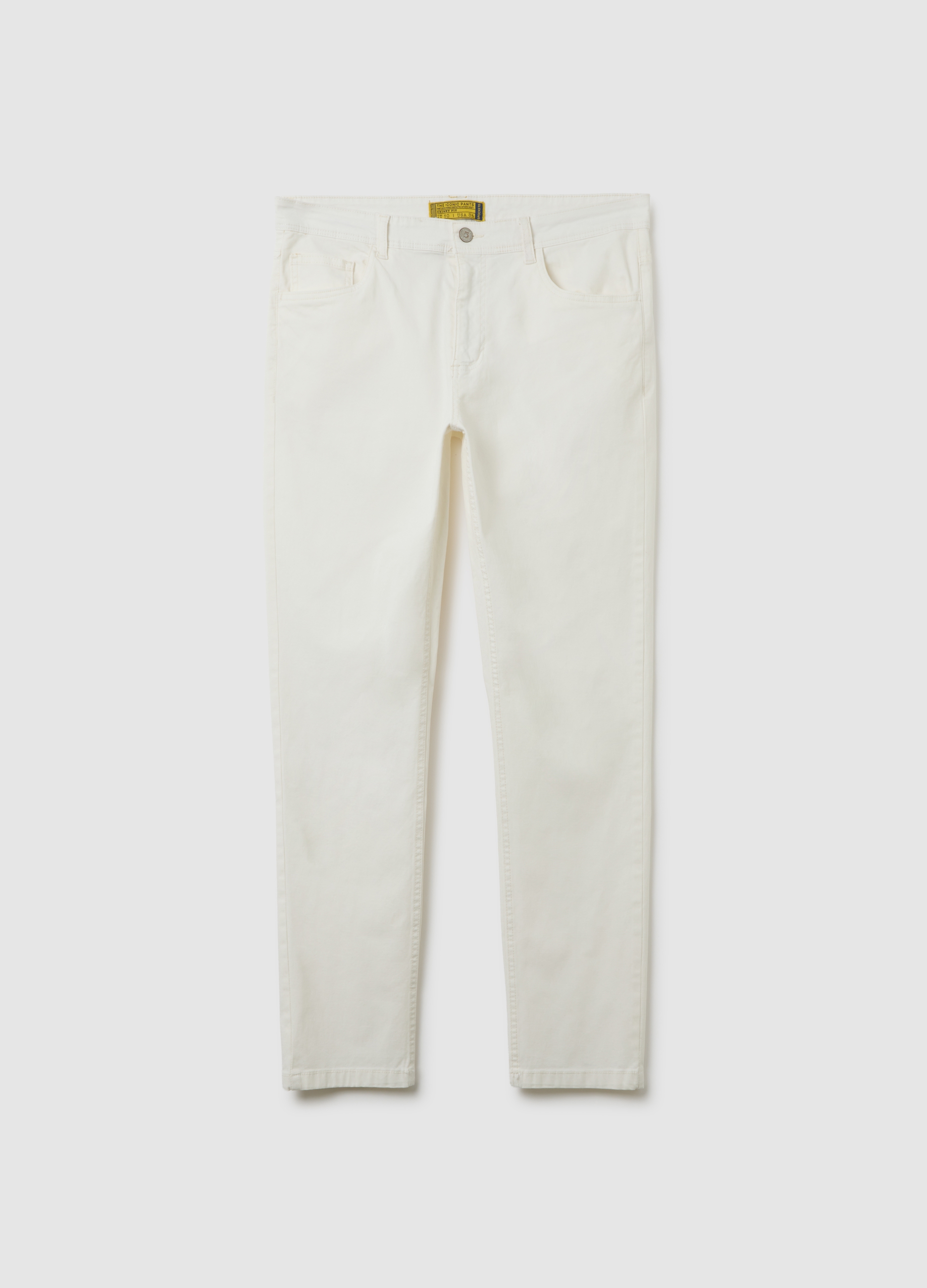 Pantaloni Skinny In Cotone Elasticizzato Bianchi, Hombre, Blanco suave, Talla: 52