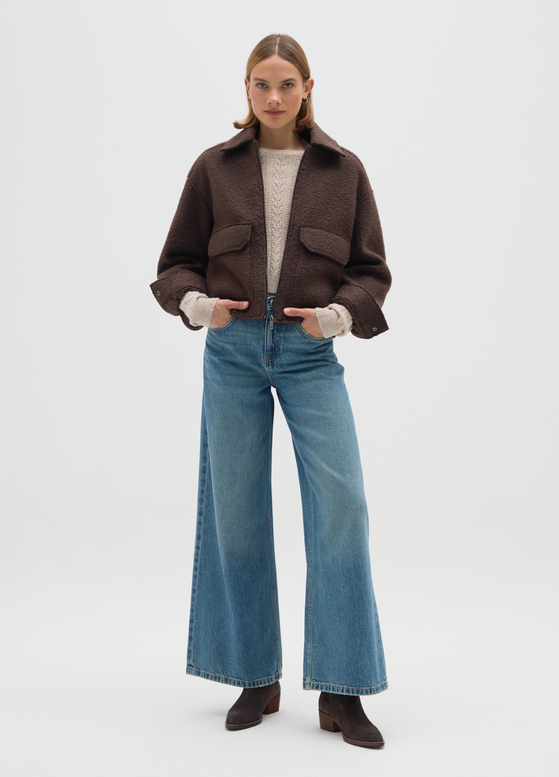 OVS, Chaqueta Marrón Regular Fit Con Cremallera, Mujer, Marrón oscuro, Talla: XL