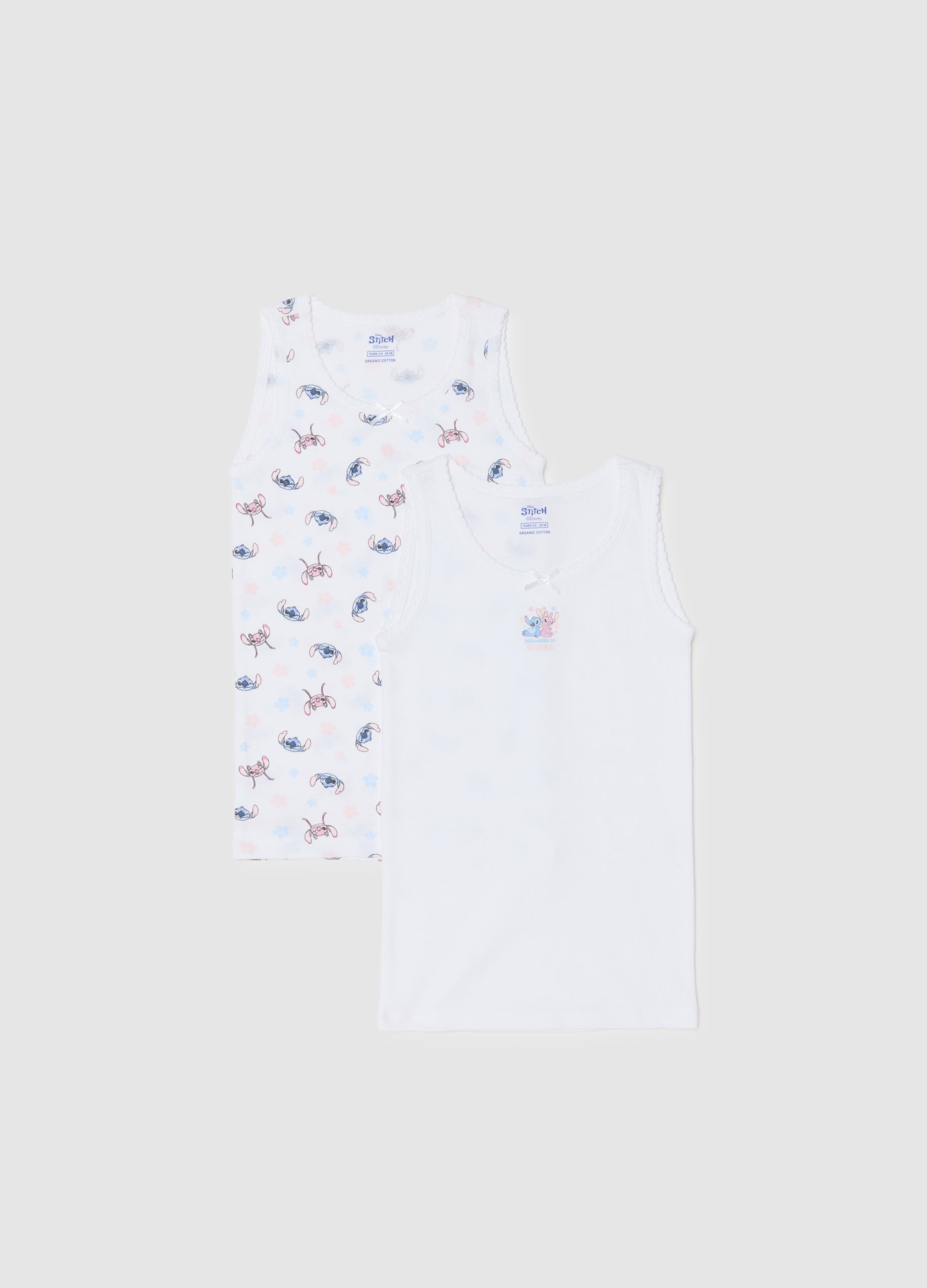 DISNEY, Bipack Canottiere Bianche Da Bambina In Puro Cotone Regular Fit, Bianco, Taglia: 3-4