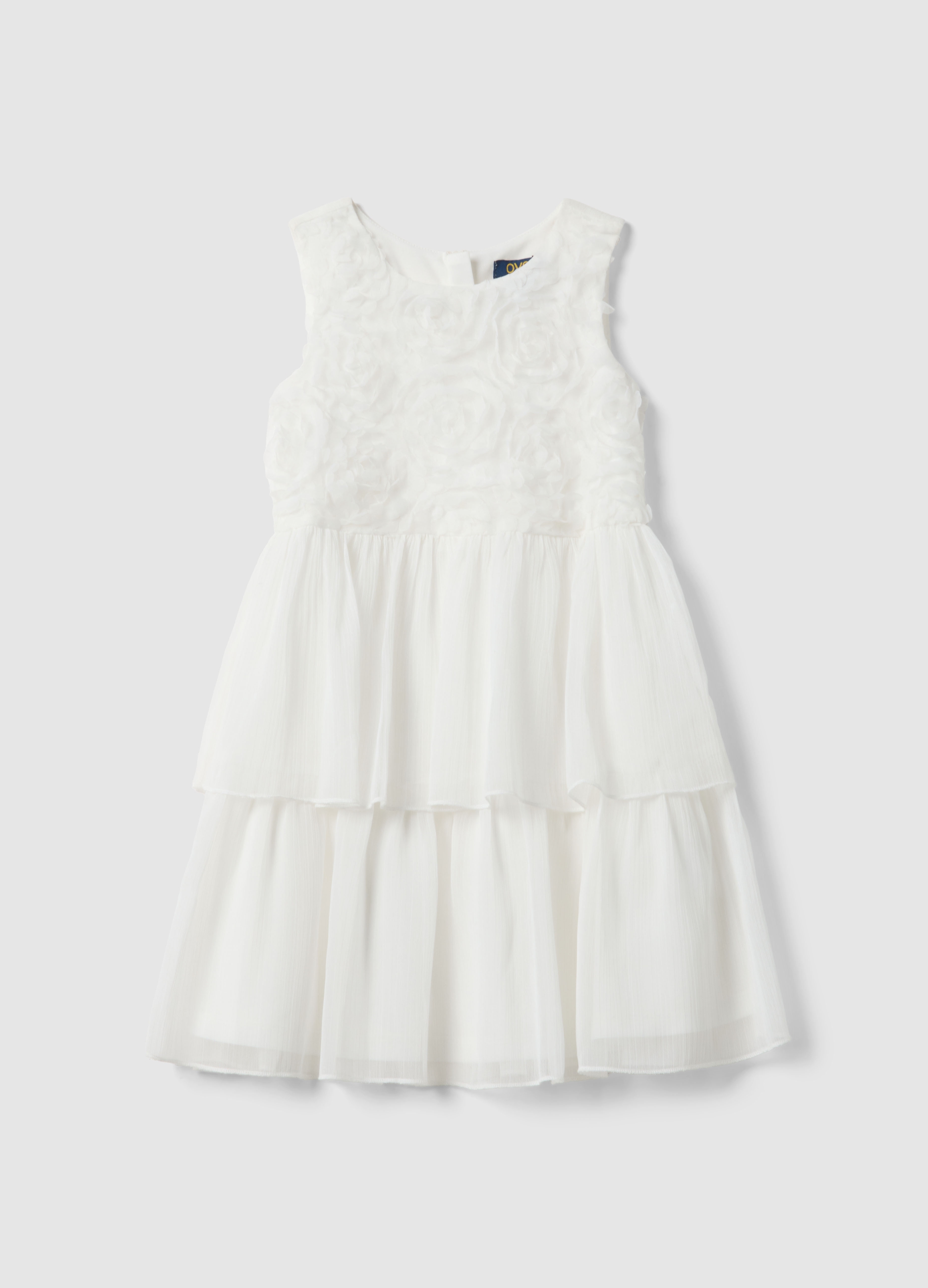 OVS KIDS, Vestido Blanco De Algodón Puro Ajuste Regular Para Niñas, Niña, Blanco óptico, Talla: 4-5