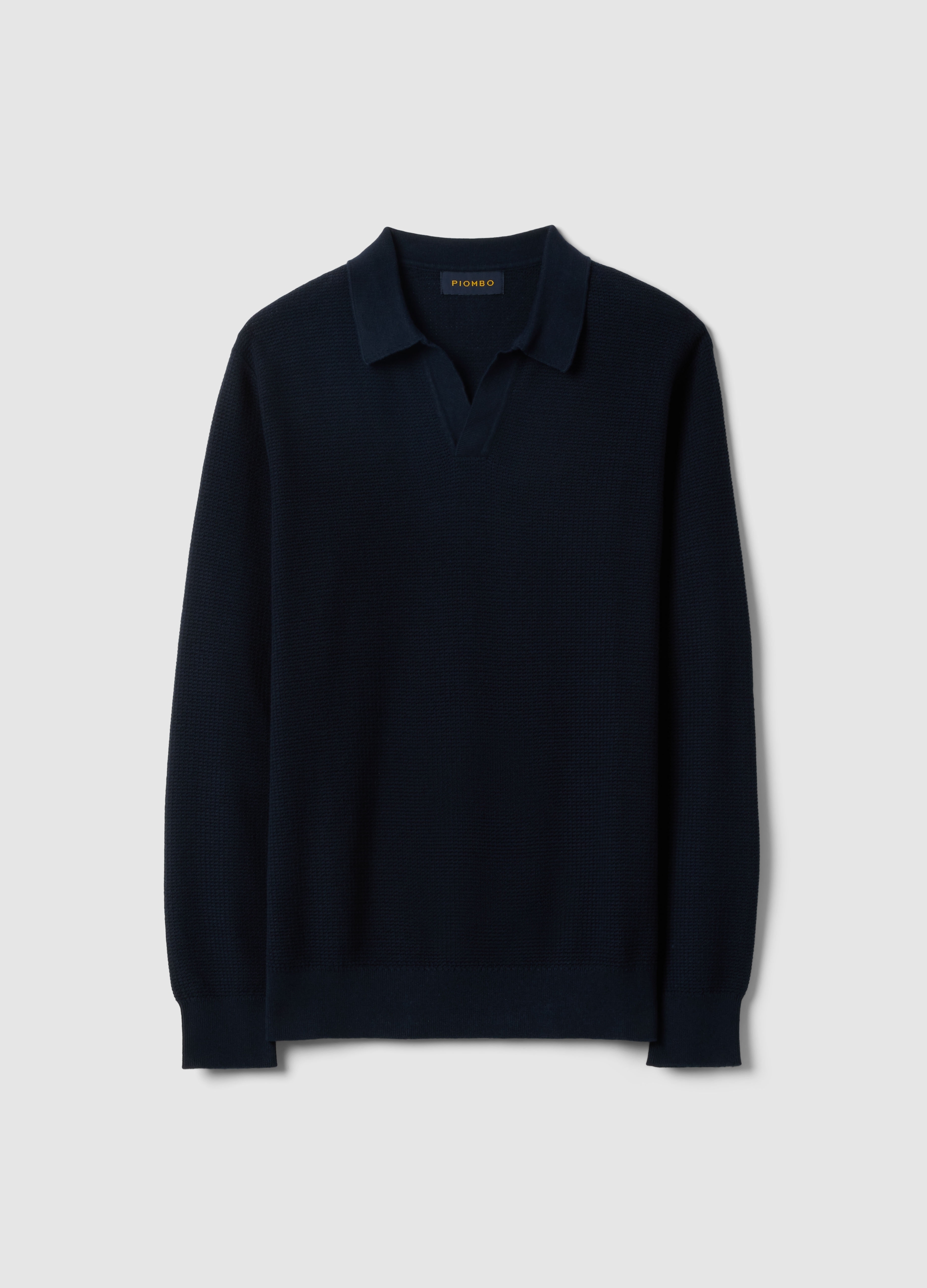PIOMBO, Suéter Azul De Algodón Puro, Ajuste Regular, Con Cuello Polo, Hombre, Azul marino, Talla: S