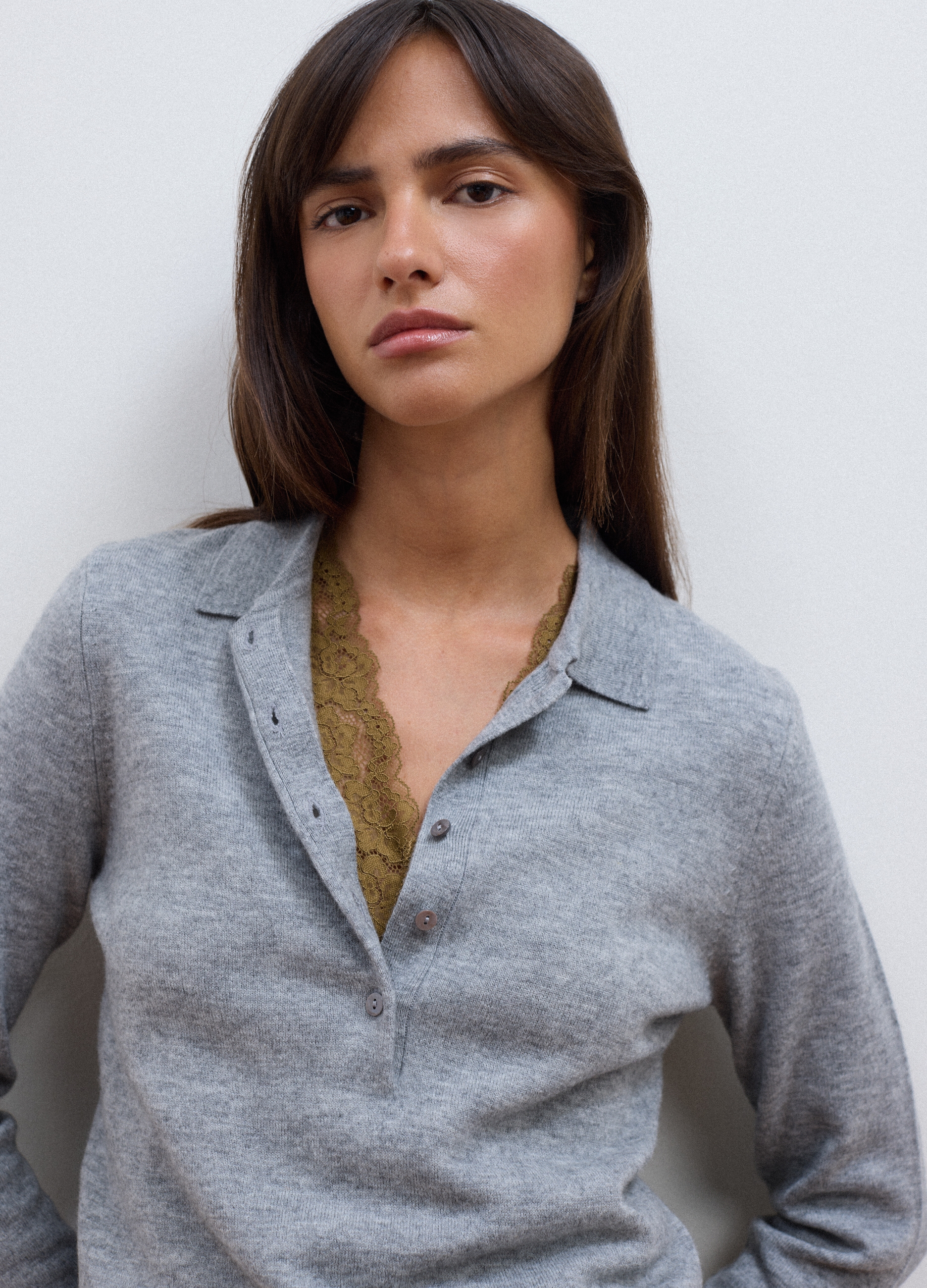 LES COPAINS, Maglia Grigia In Pura Lana Con Girocollo, Donna, Grigio, Taglia: L
