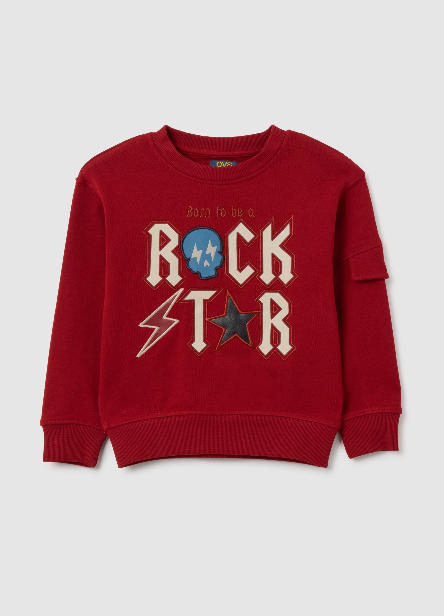 Felpa Da Bambino In Puro Cotone Rossa Oversize, Niño, Rojo Geranio, Talla: 5-6