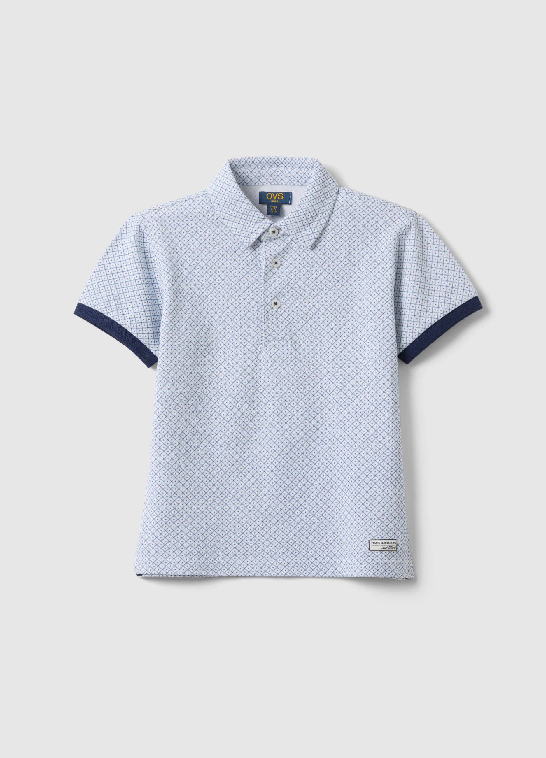 OVS KIDS, Polo De Algodón Elástico Con Cuadros Multicolores Para Niños, Ajuste Regular, Niño, Blanco/azul, Talla: 3-4