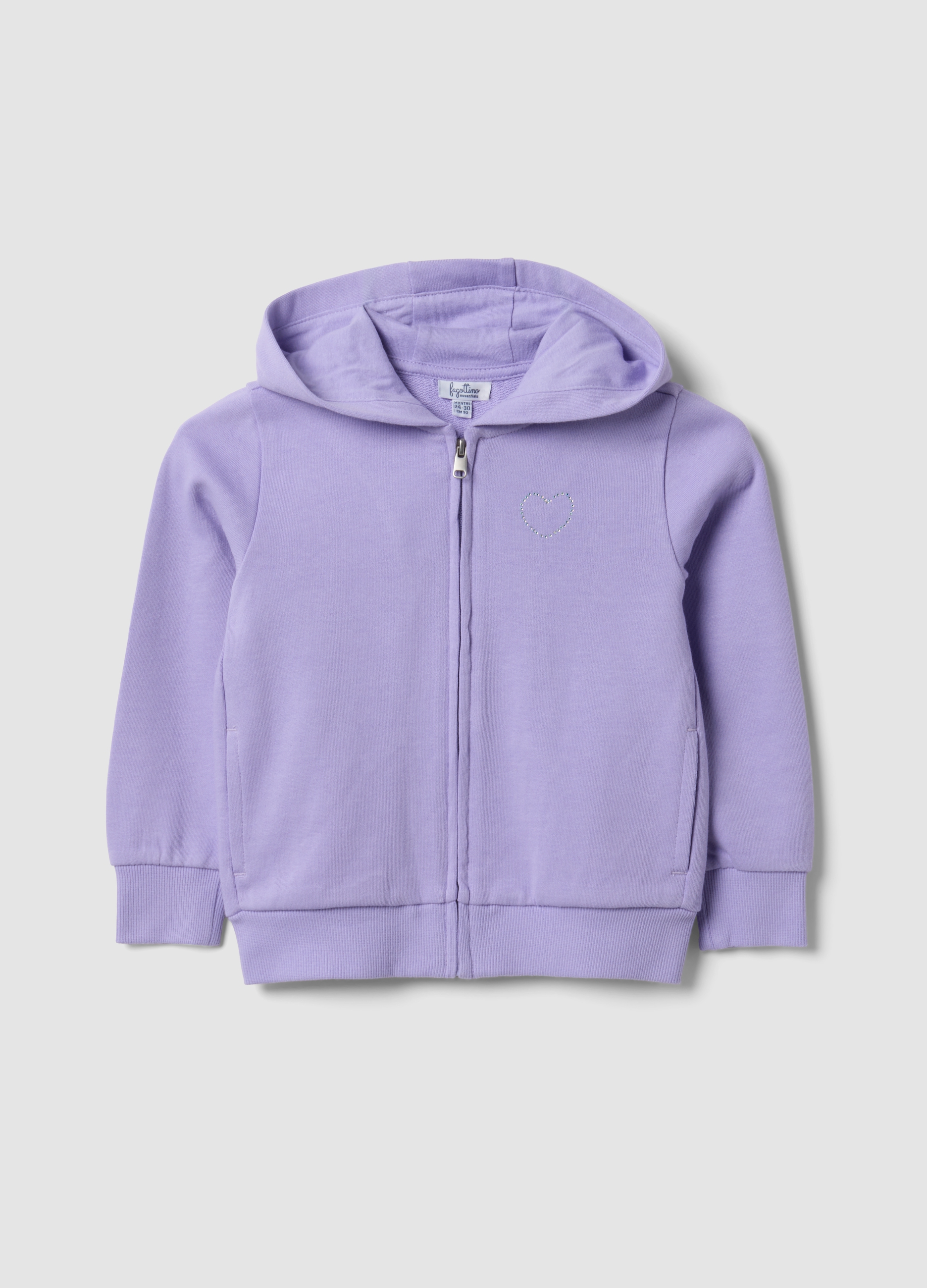FAGOTTINO, Felpa Viola Con Cappuccio In Puro Cotone Organico Con Stella Regular Fit Per Bimba, Bambina, Viola, Taglia: 9-12
