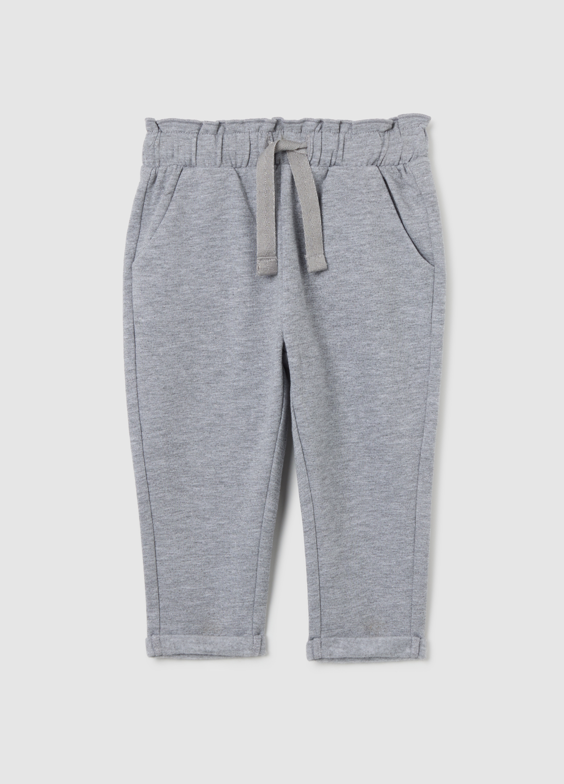 FAGOTTINO, Pantalones Grises Regular Fit Para Niña En Algodón Elástico, Niña, Gris jaspeado, Talla: 24-30