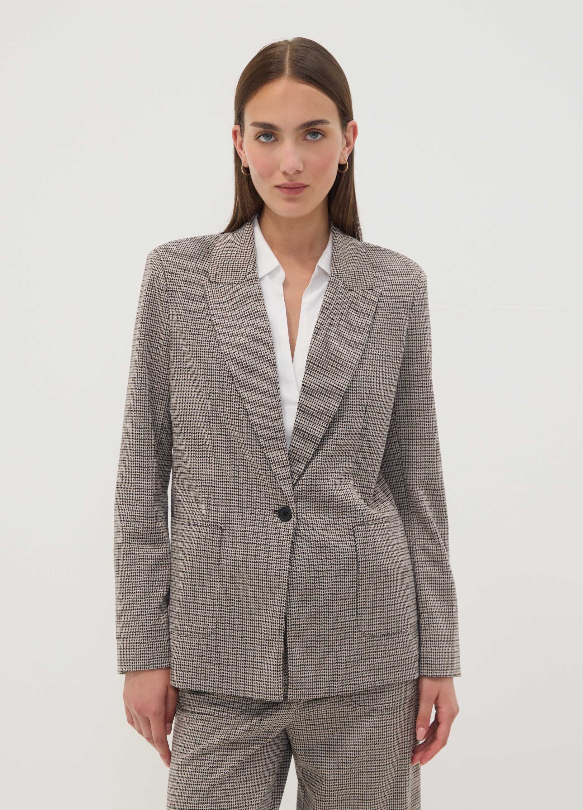 OVS, Blazer Beige In Viscosa Elasticizzata A Fantasia, Donna, Nero, Taglia: XXL