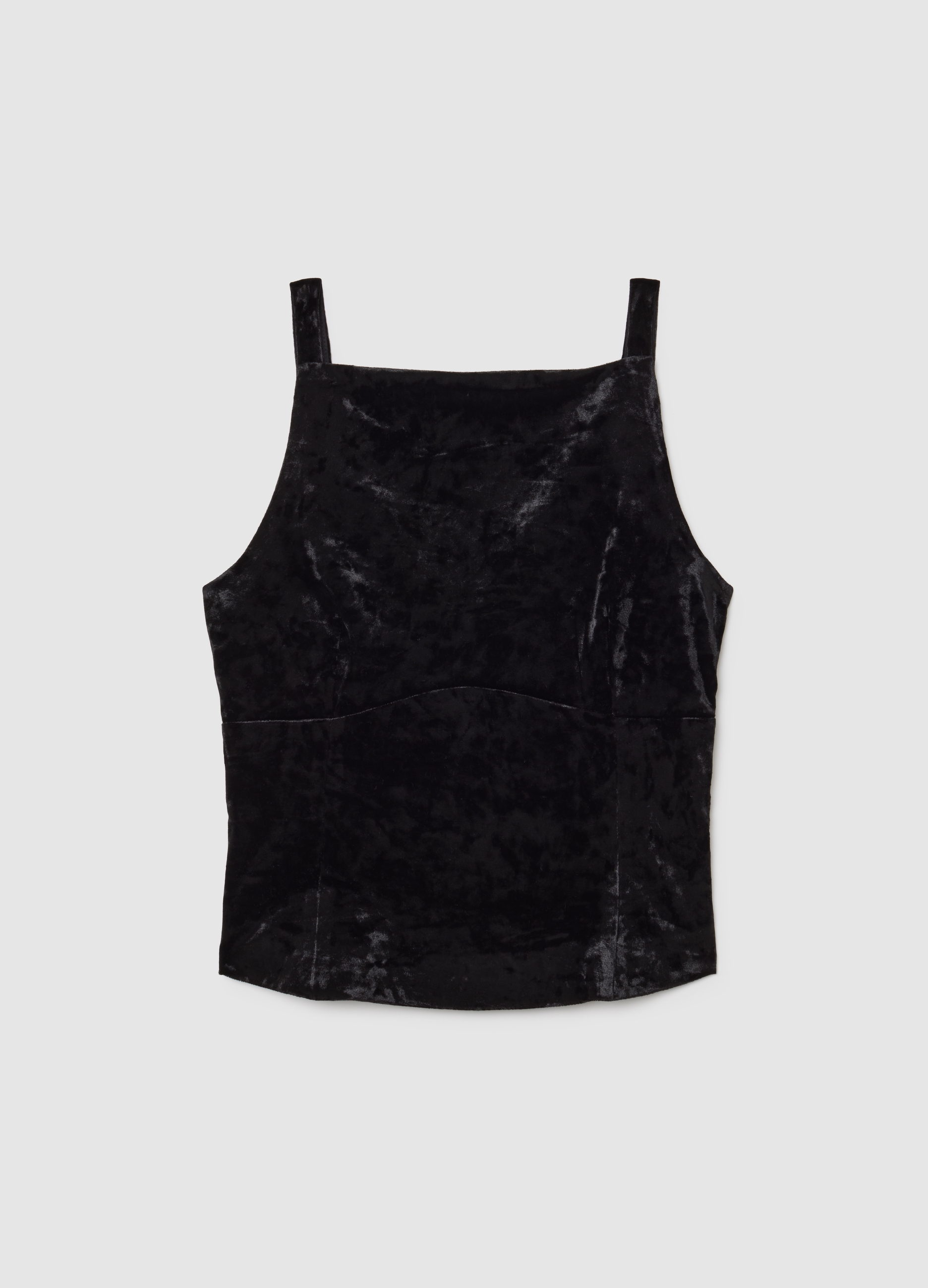 B.ANGEL, Canotta In Velour Nero Regular Fit, Mujer, Gunmetal, Talla: 34