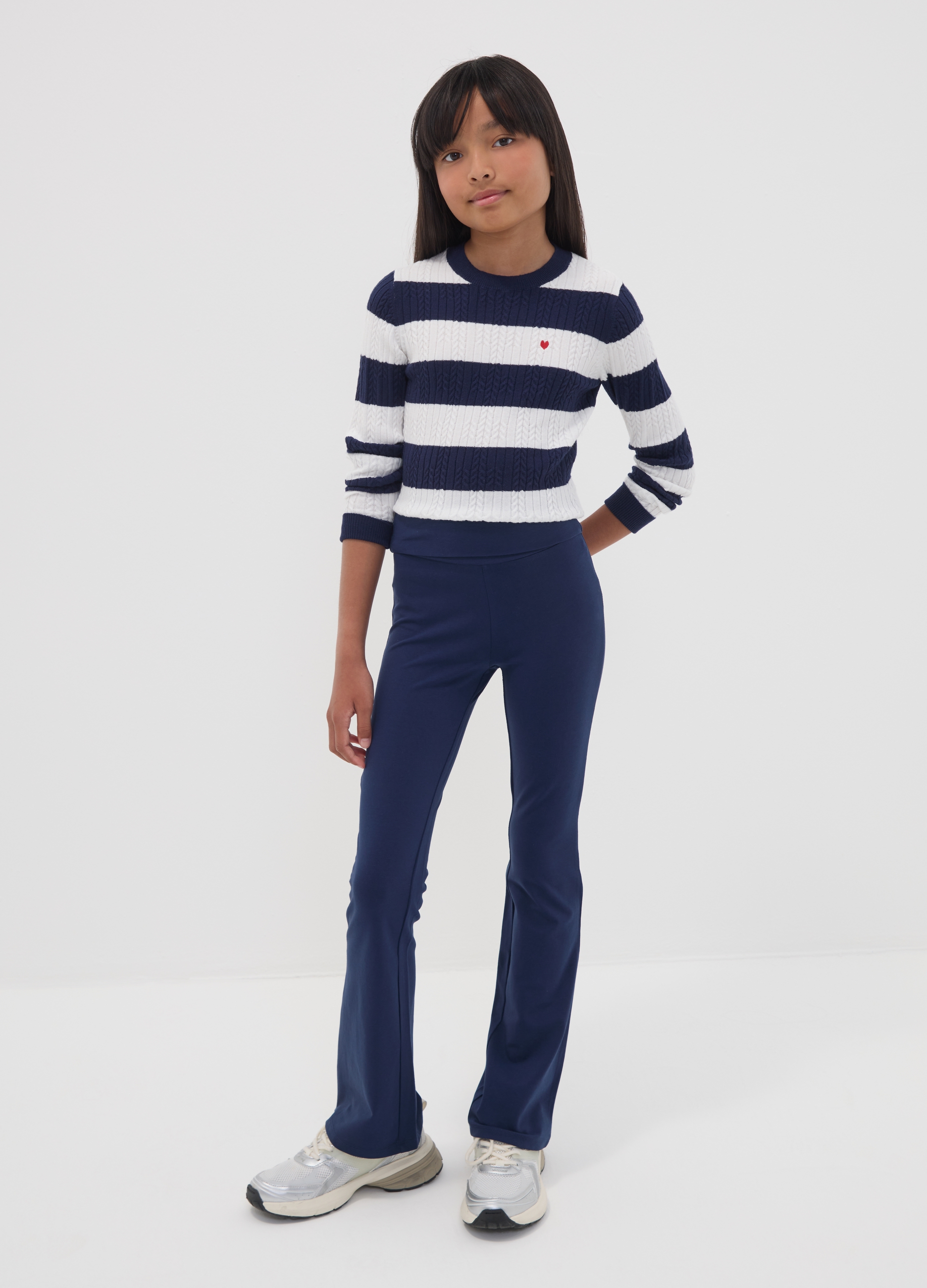 OVS KIDS, Leggings Blu Flare In Cotone Organico Elasticizzato Per Ragazza, Bambina, Blu, Taglia: 13-14