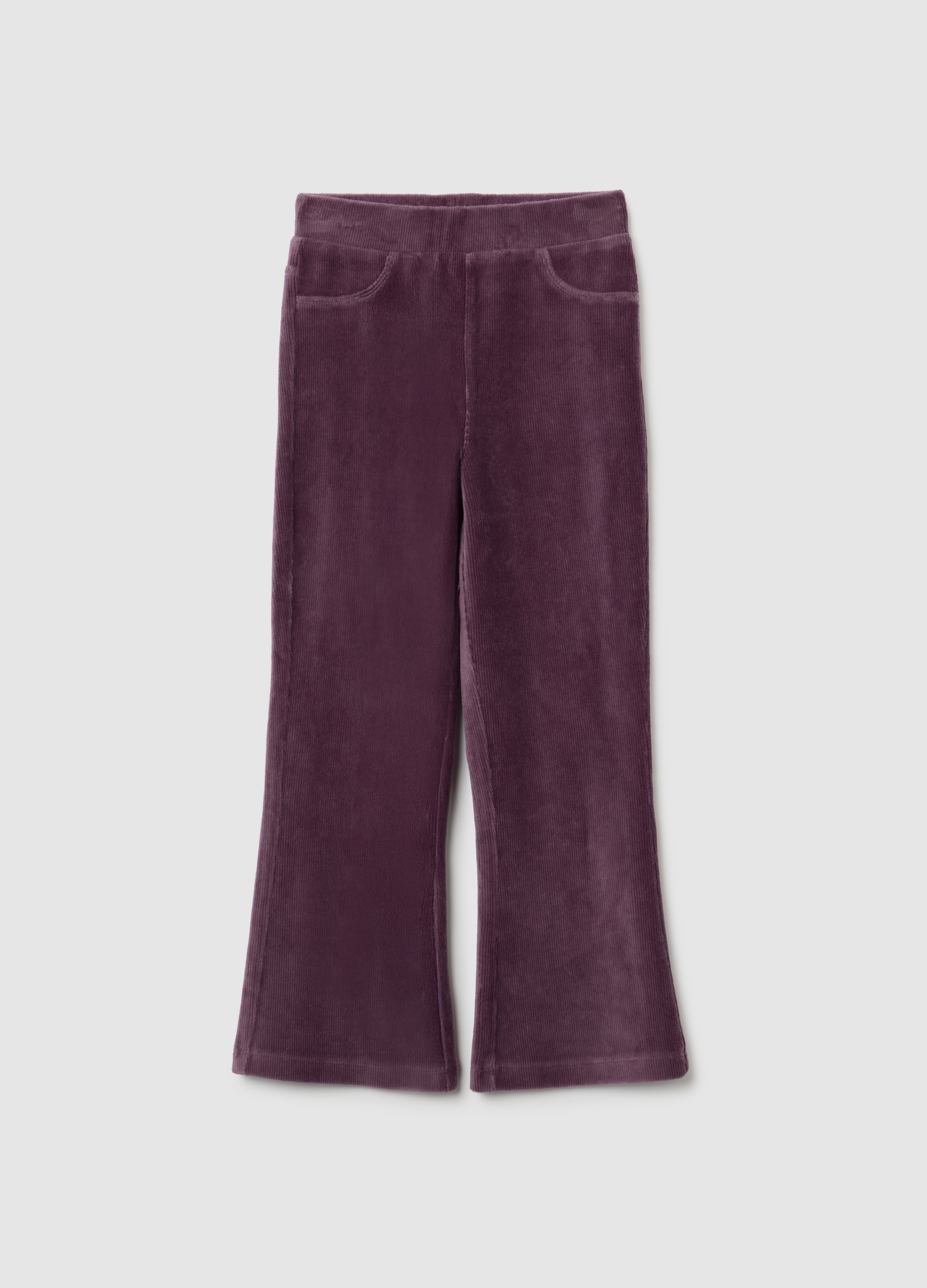 Pantalones Flare De Mezcla De Algodón Púrpura Para Niñas, Niña, Morado oscuro, Talla: 3-4