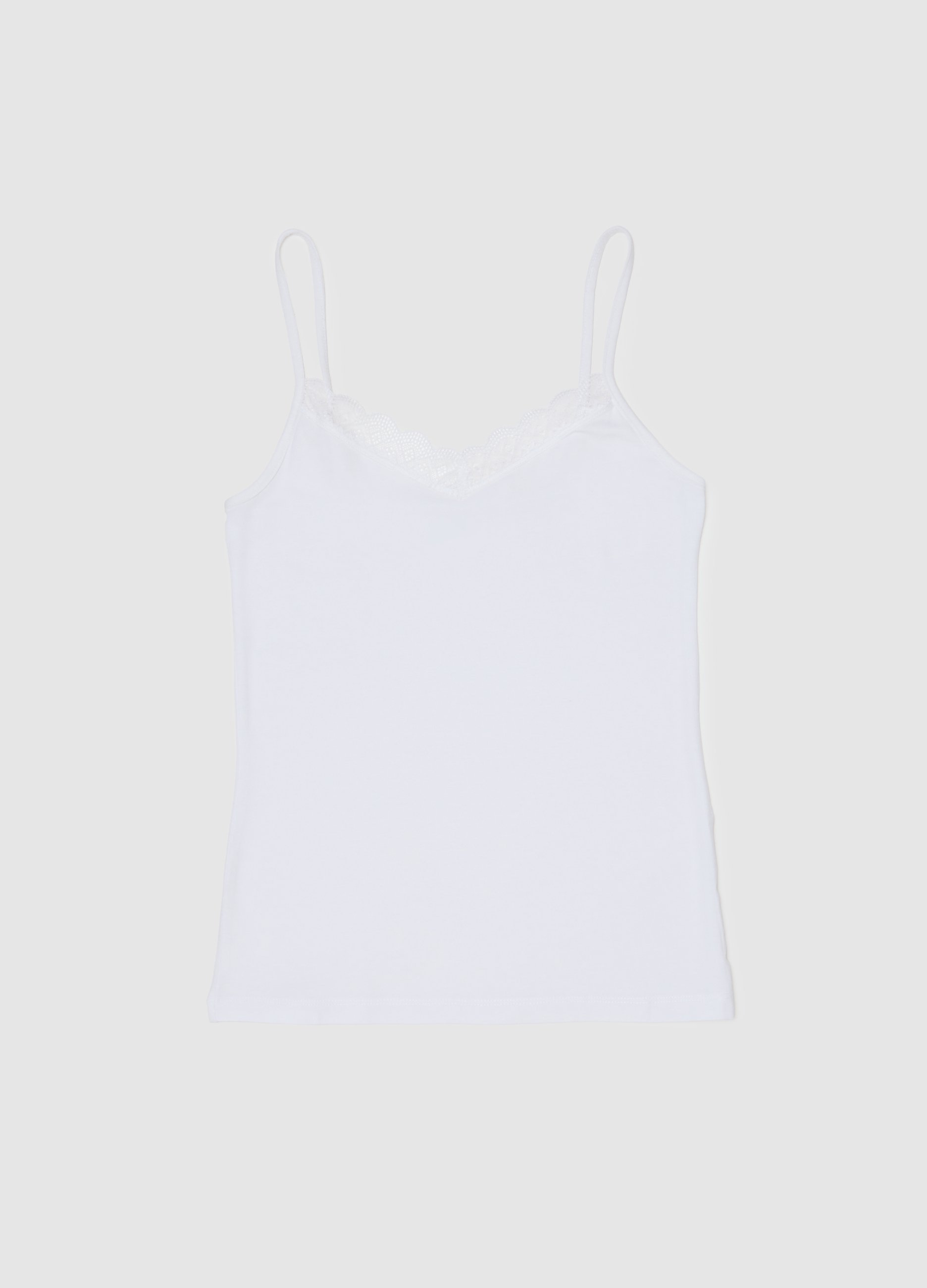Camiseta De Tirantes Blanca Regular Fit En Mezcla De Viscosa, Mujer, Blanco óptico, Talla: M