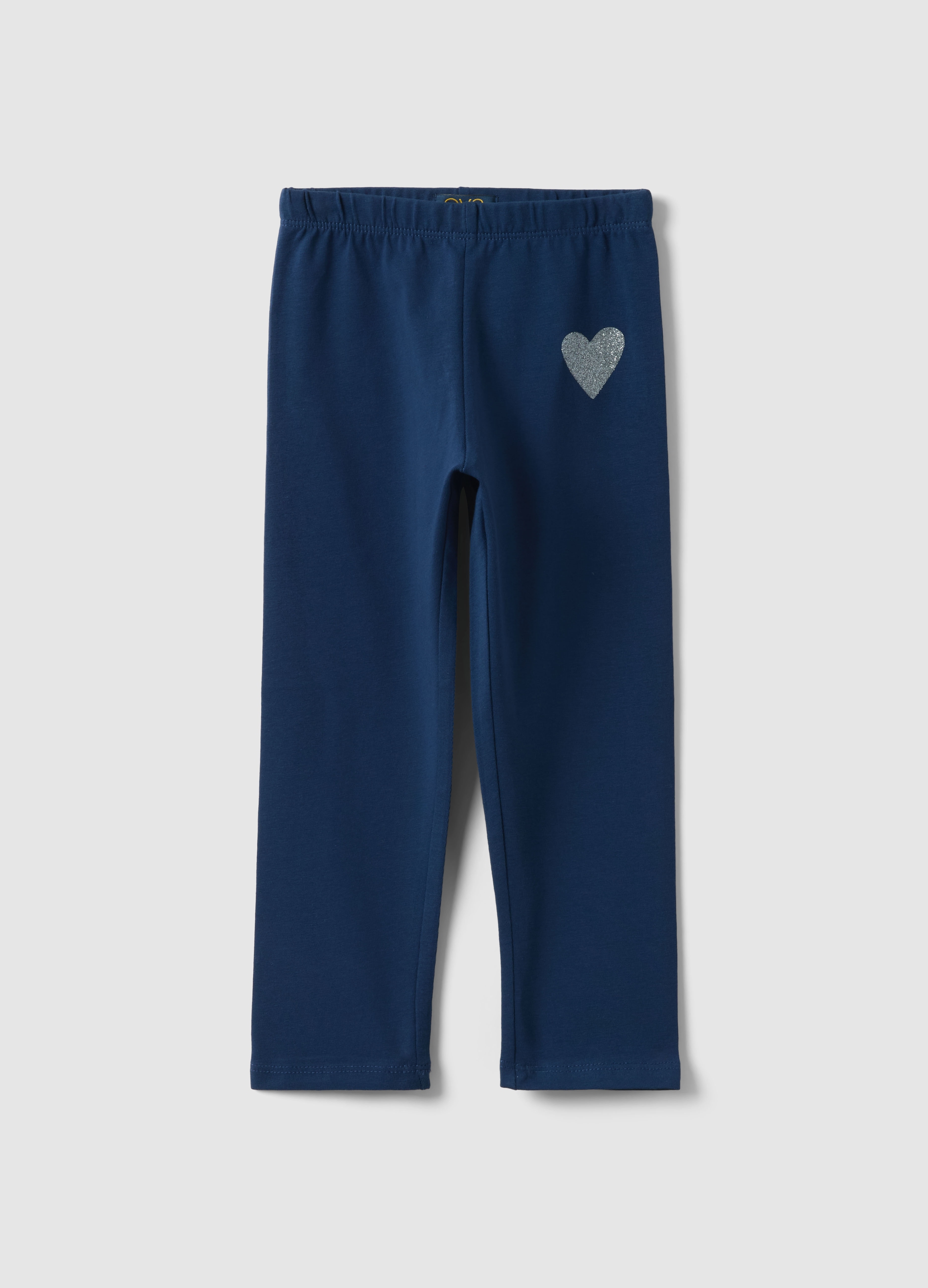 OVS KIDS, Leggings Ajustados De Algodón Elástico Azul Para Niñas Con Corazón, Niña, Azul marino, Talla: 9-10