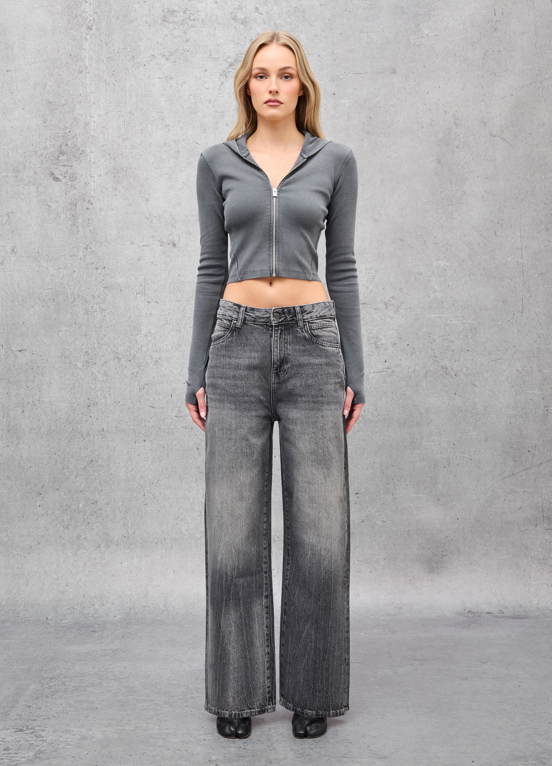 Utopja, Entspanntes Denim Acid Black, Frau, Grigio, Größe, 40