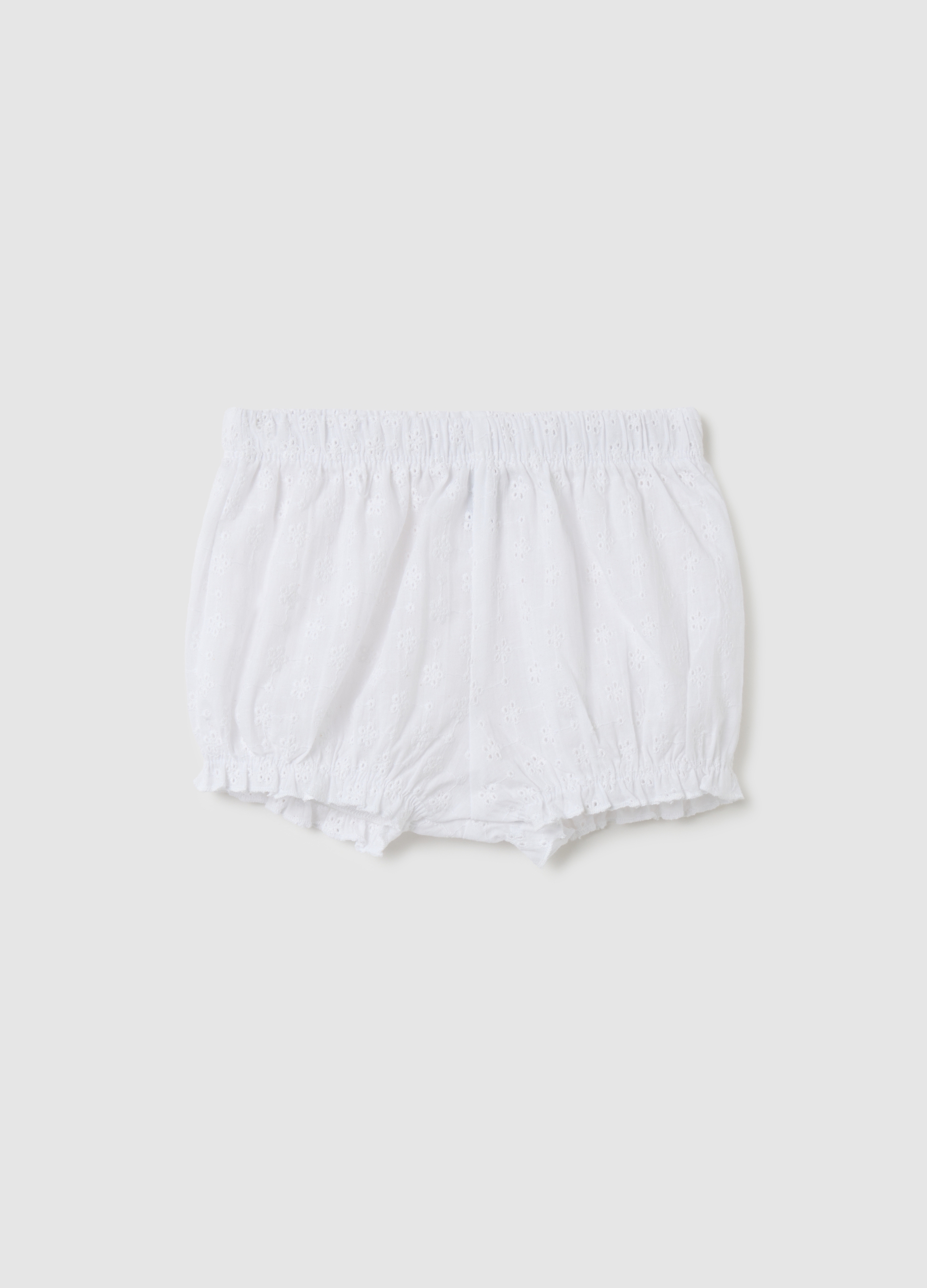 FAGOTTINO, Pantaloncini Da Bambina In Puro Cotone Bianco Regular Fit, Bianco, Taglia: 12-18