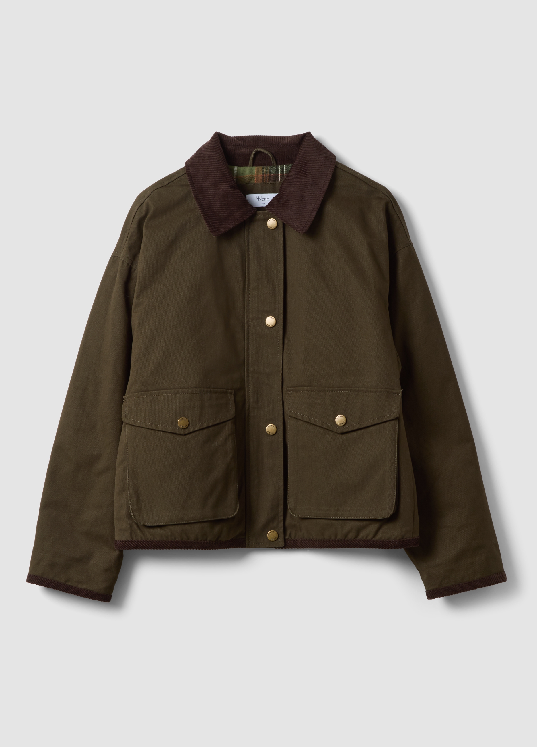 HYBRID, Giacca Marrone In Puro Cotone Con Colletto A Coste, Donna, Marrone, Taglia: L/XL