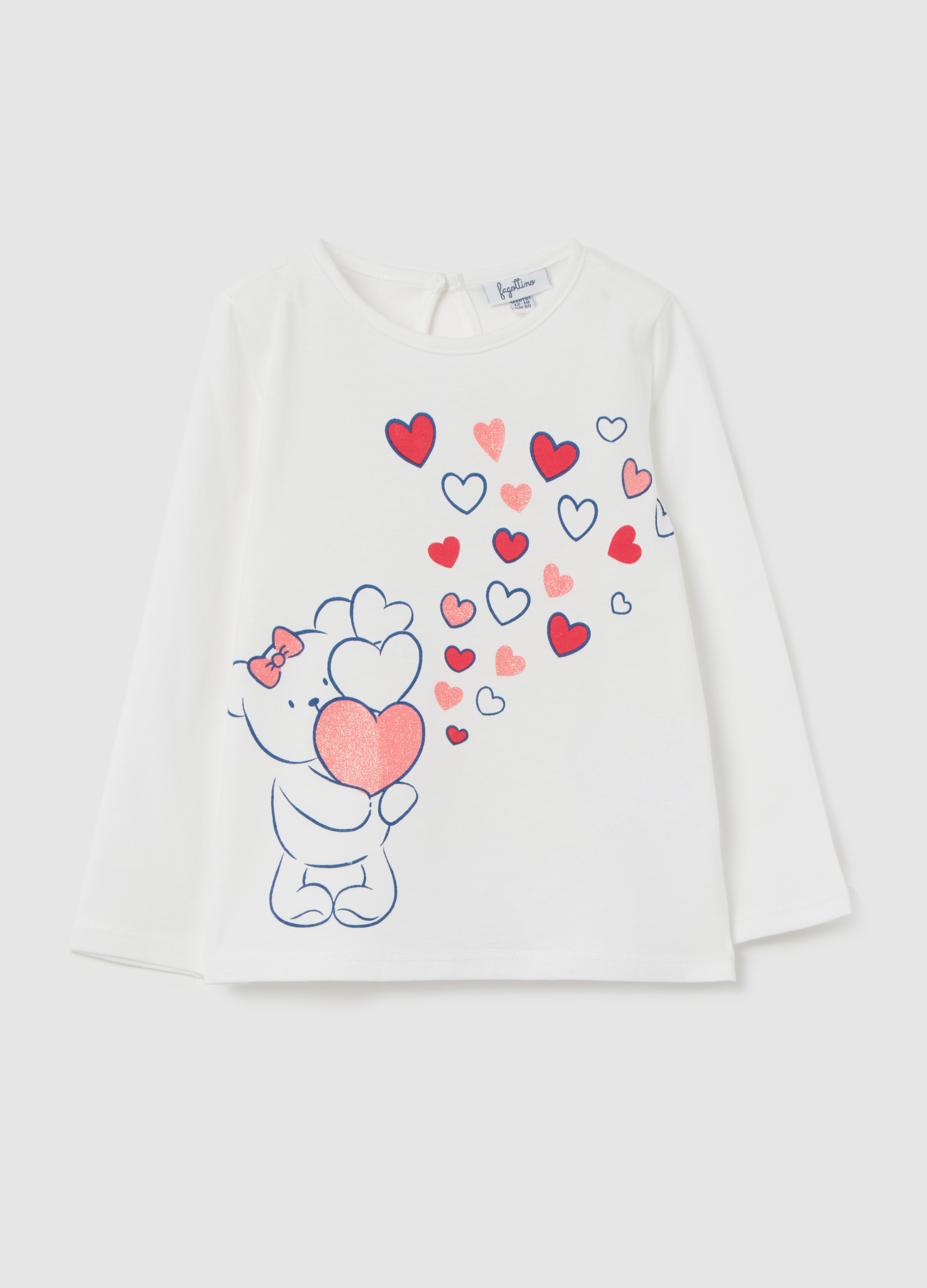 Camiseta De Manga Larga Con Estampado, Niña, Blanco, Talla: 30-36