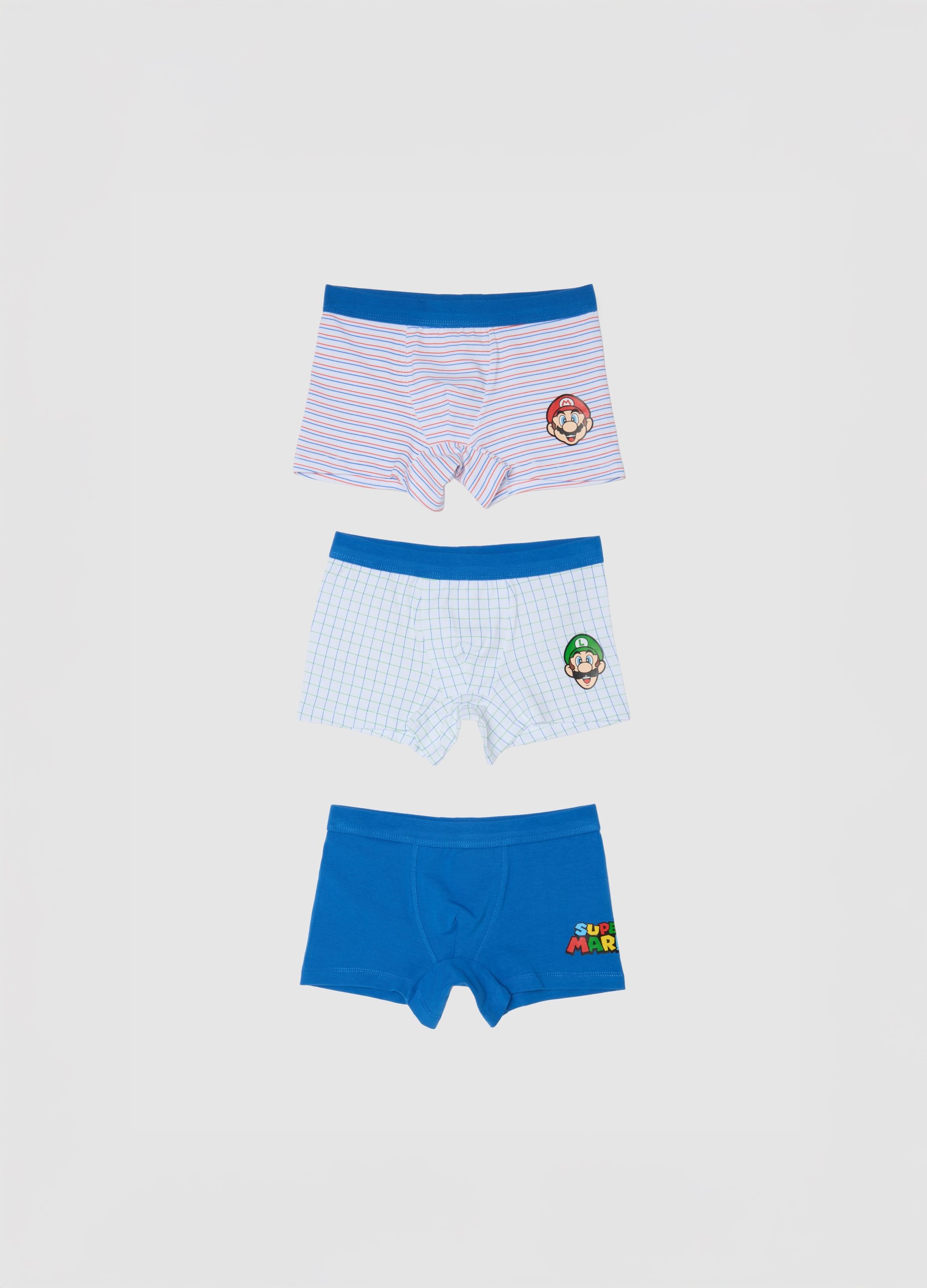 NINTENDO, Tripack Slip Da Bambino In Cotone Multicolor Con Stampe Super Mario, Multicolor, Taglia: 9-10