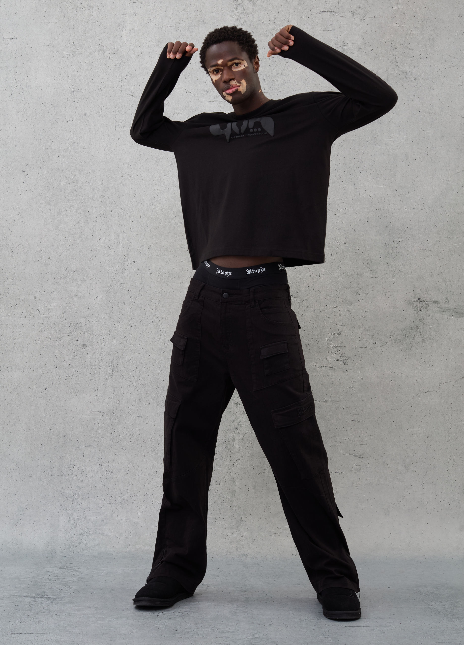 UTOPJA, Cargo Pants Black, Hombre, Negro, Talla: XL