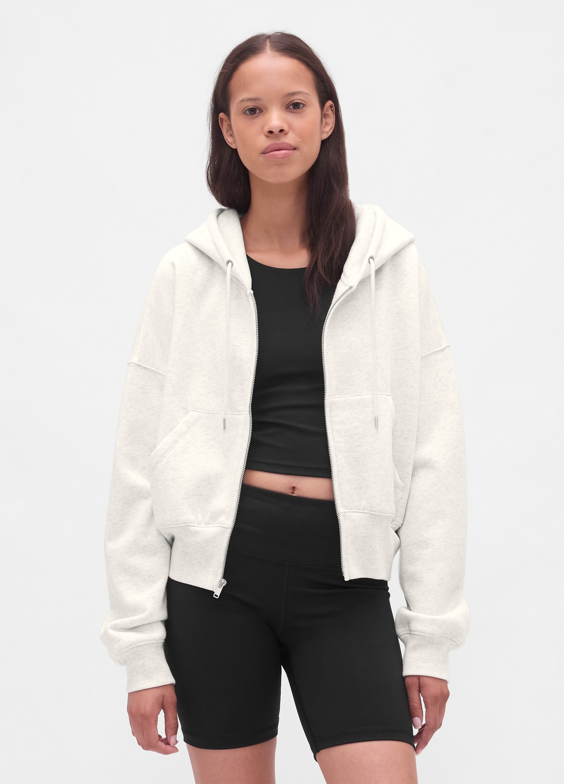 GAP, Felpa Con Cappuccio E Zip, Donna, Bianco, Taglia: XL
