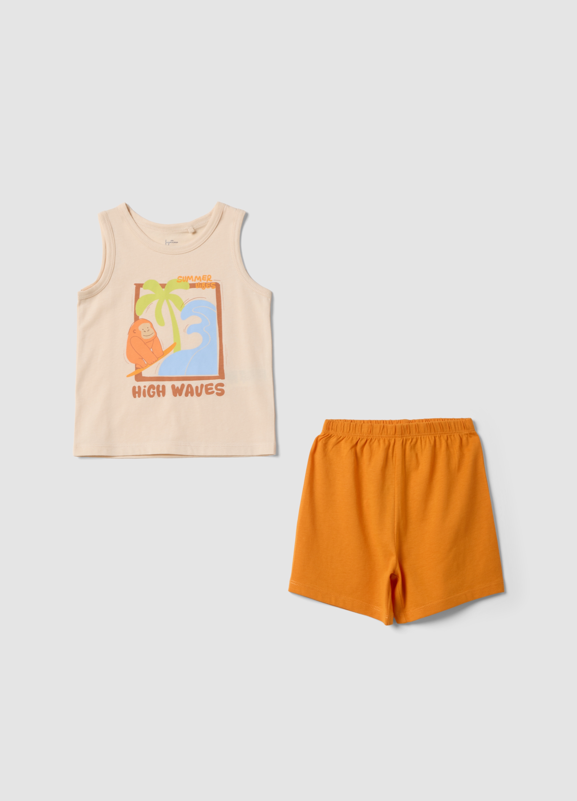 FAGOTTINO, Pijama De Bebé Multicolor De Algodón Orgánico Con Estampado, Niño, Naranja/Beige, Talla: 30-36