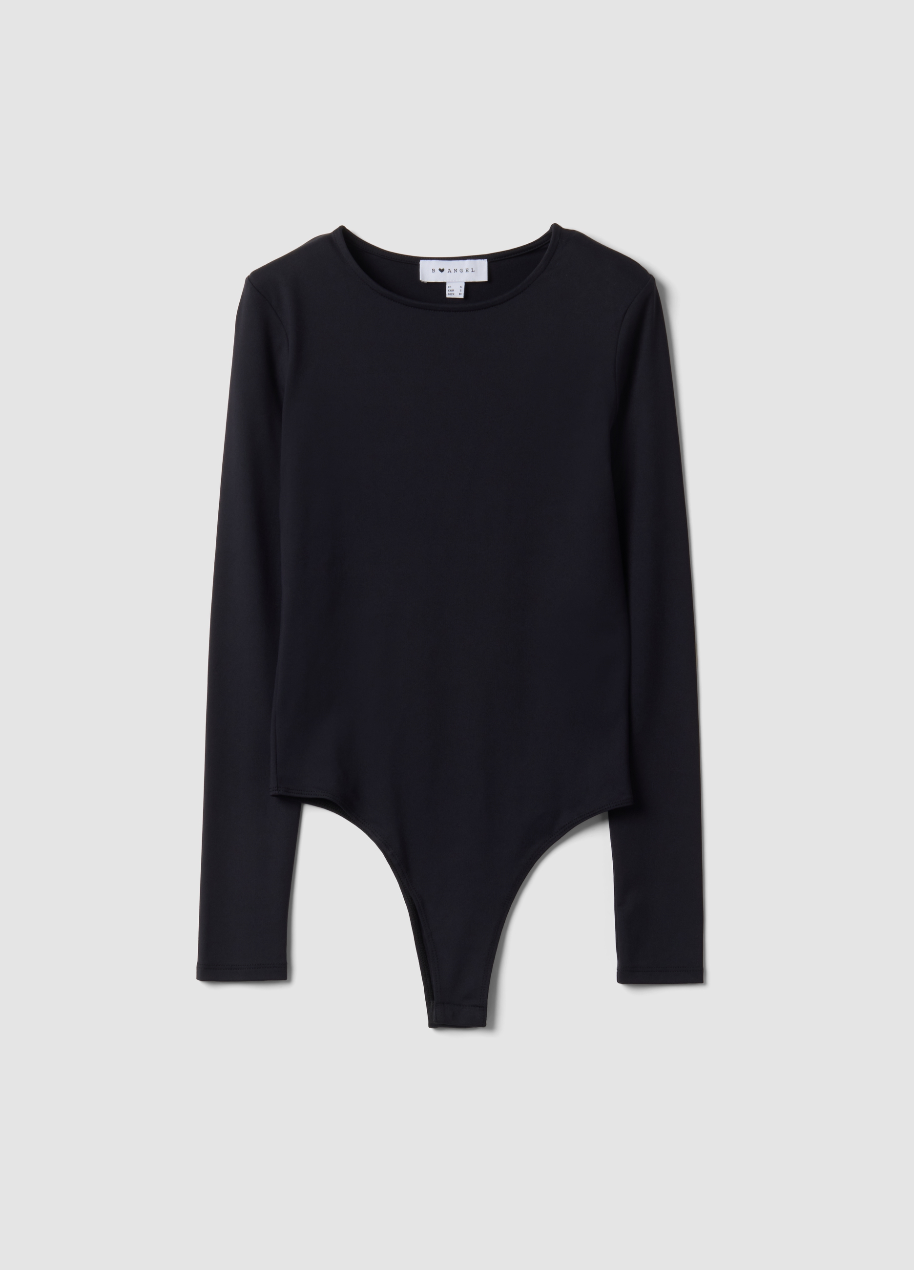 B.ANGEL, Body Blu In Tessuto Elasticizzato Con Girocollo, Donna, Nero, Taglia: S