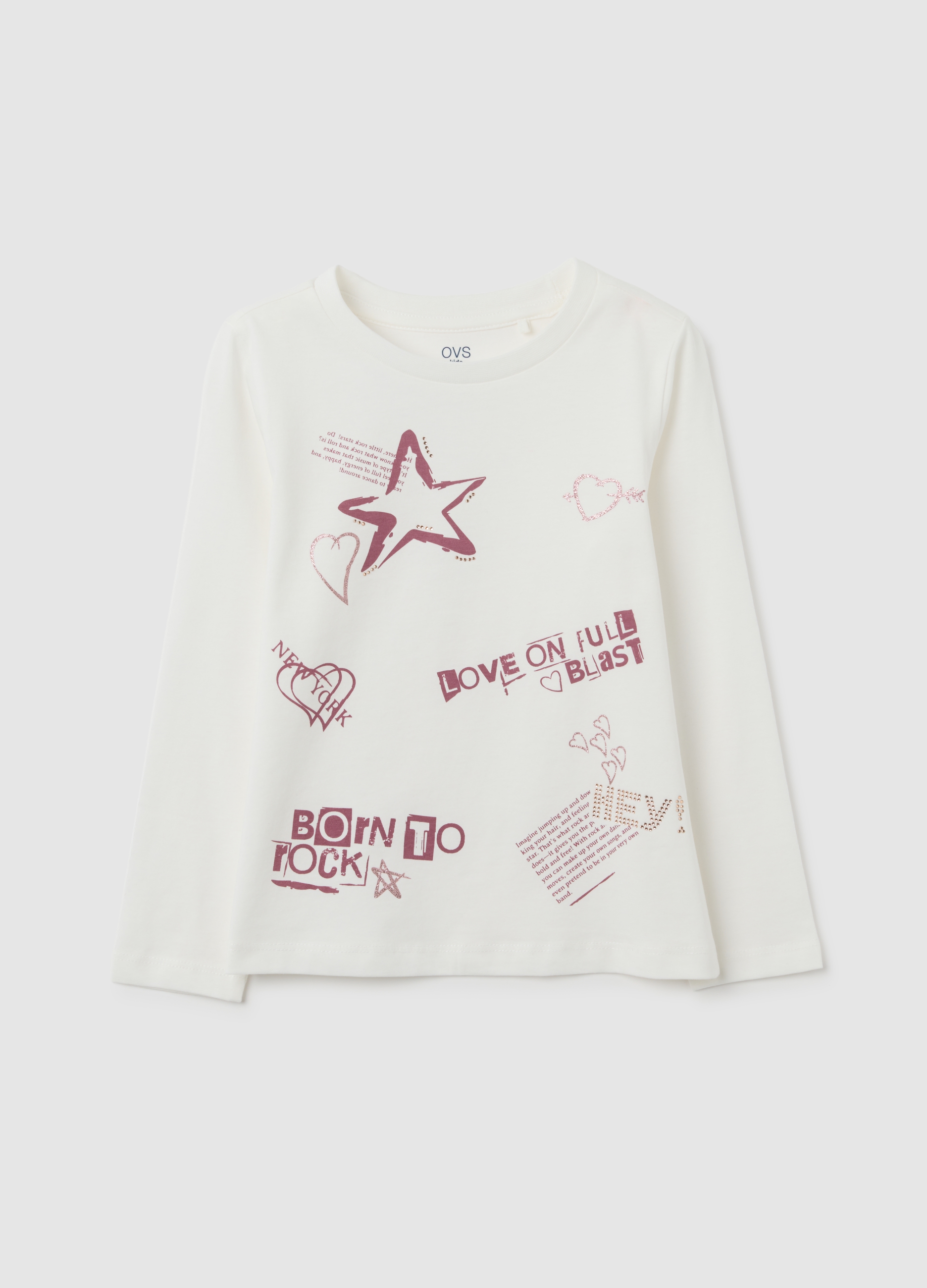 Maglia Da Bambina In Puro Cotone Bianca Regular Fit, Niña, Blanco/rosa, Talla: 8-9